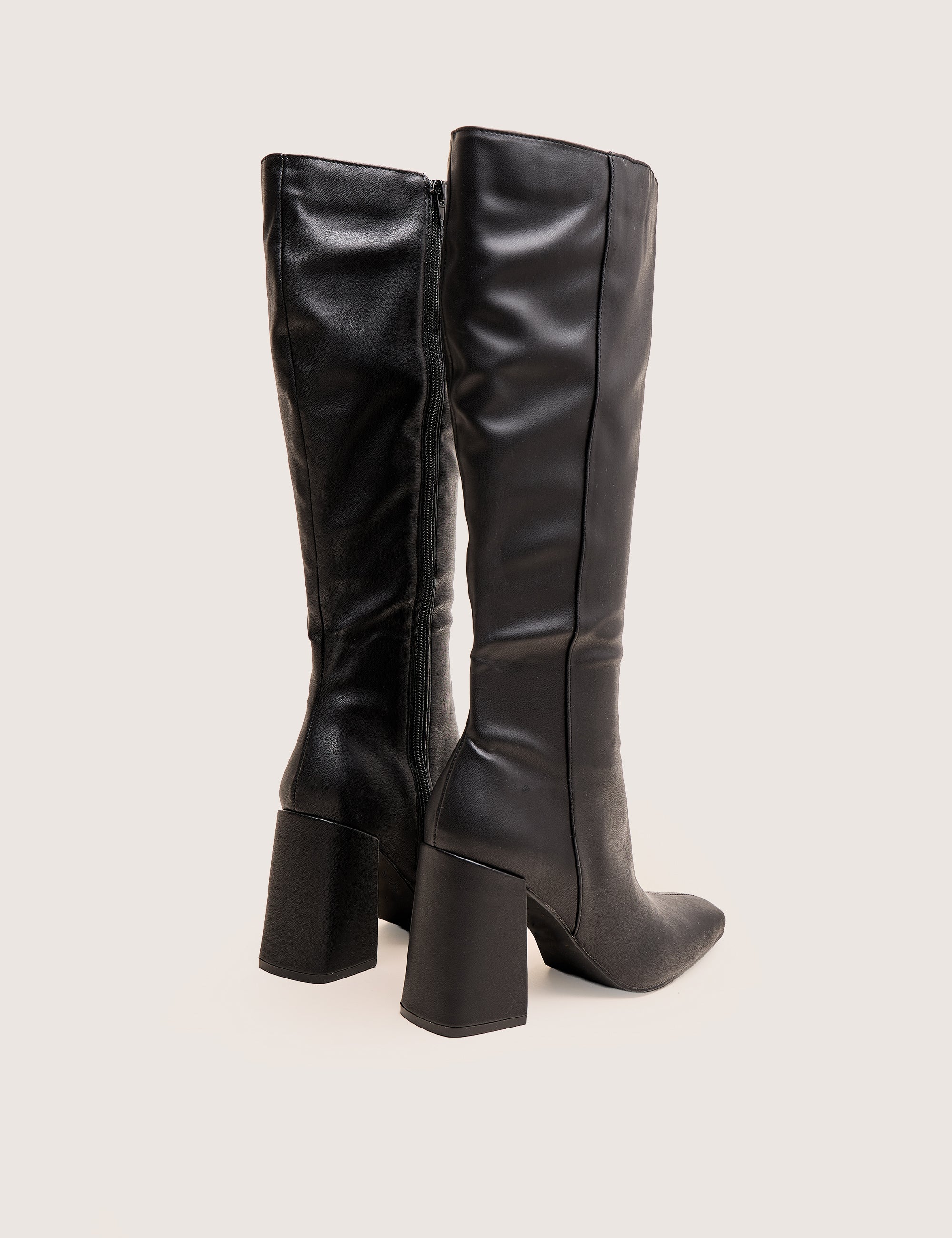 Apology Black Pu Knee High Block Heel Boots - Image 4