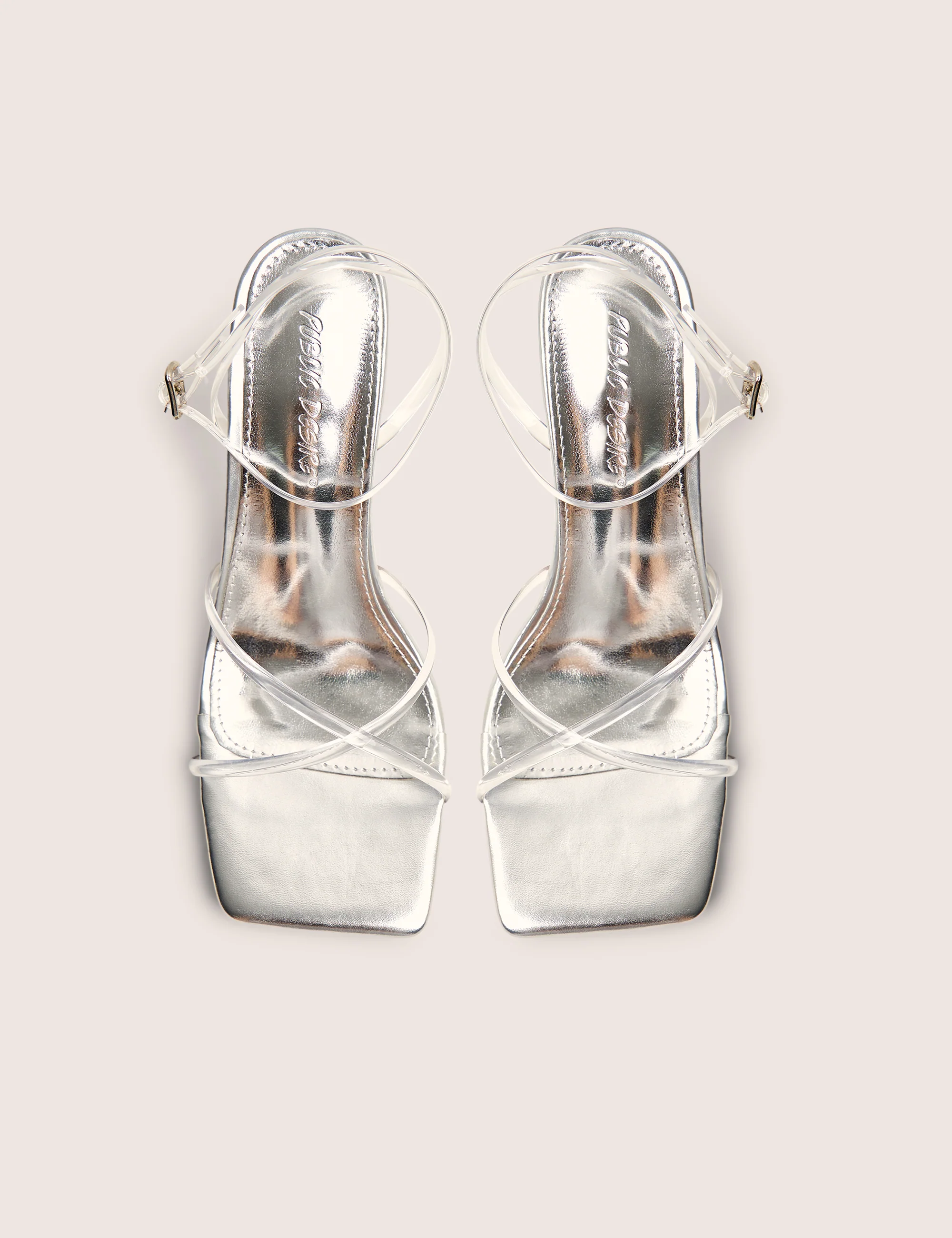 Bree Silver Perspex Barley There Square Toe Mid Stiletto Heels - Image 2