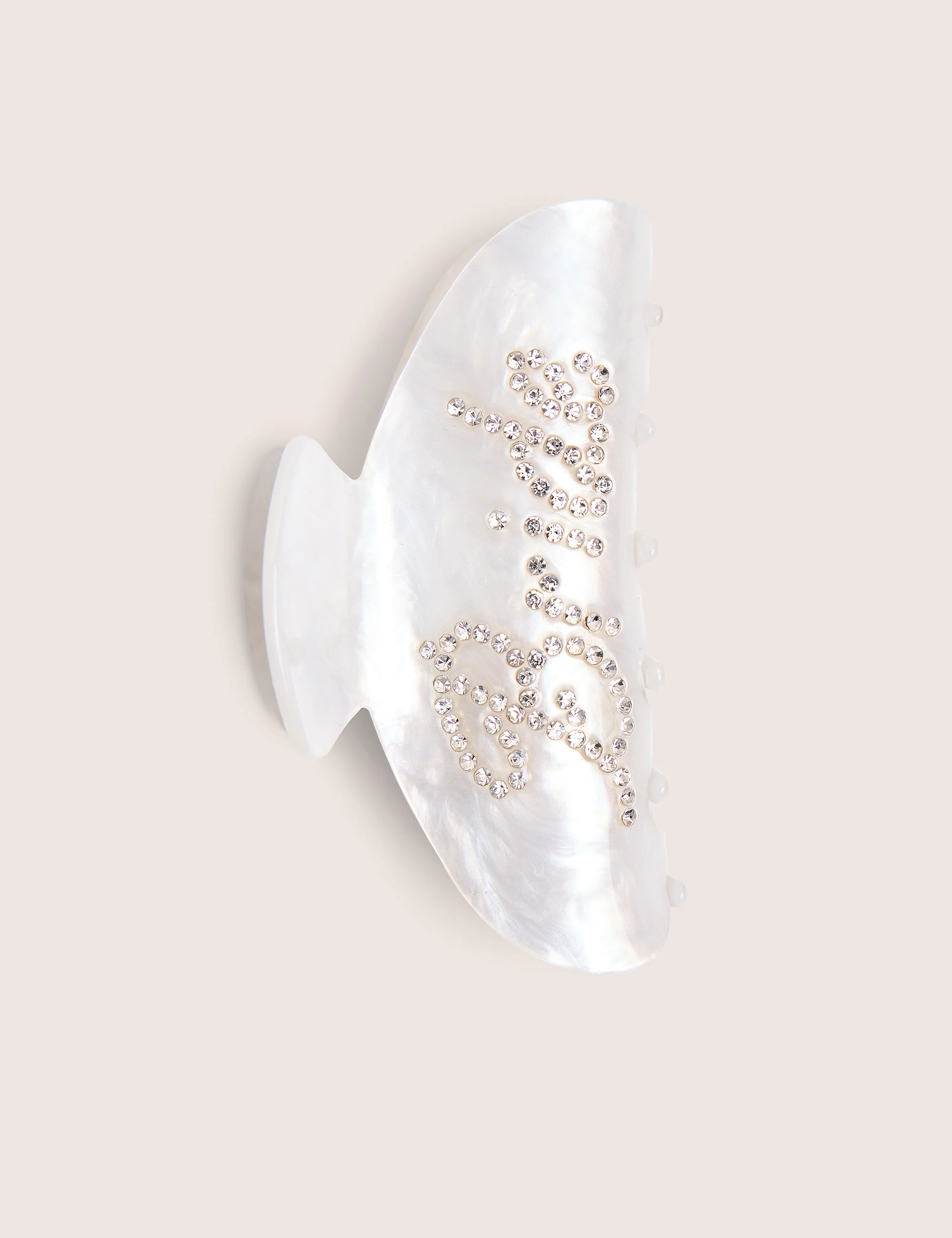 Bride Embellished Hair Claw Clip Pearl White