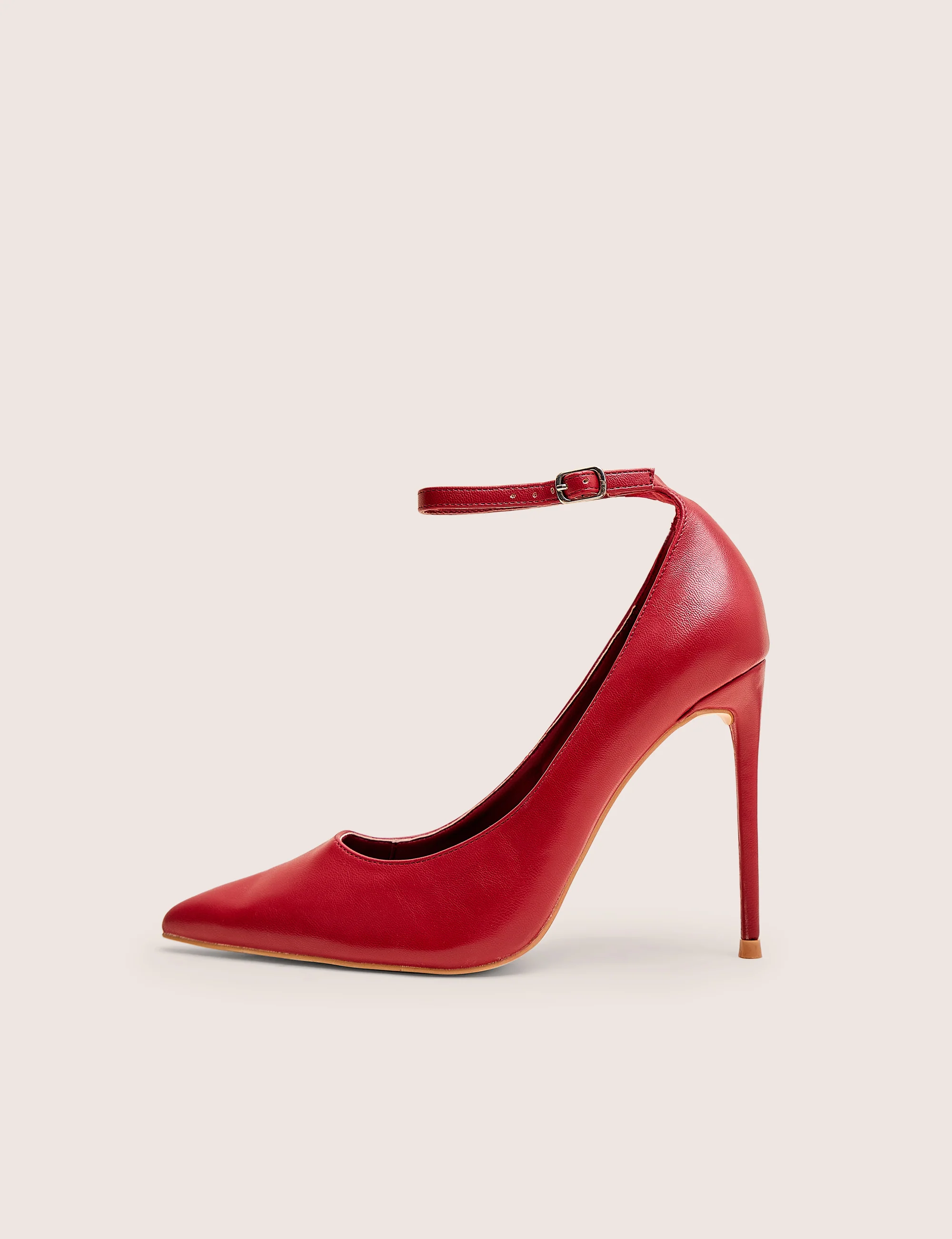 Chantilly Red Ankle Strap Detail Court Shoes