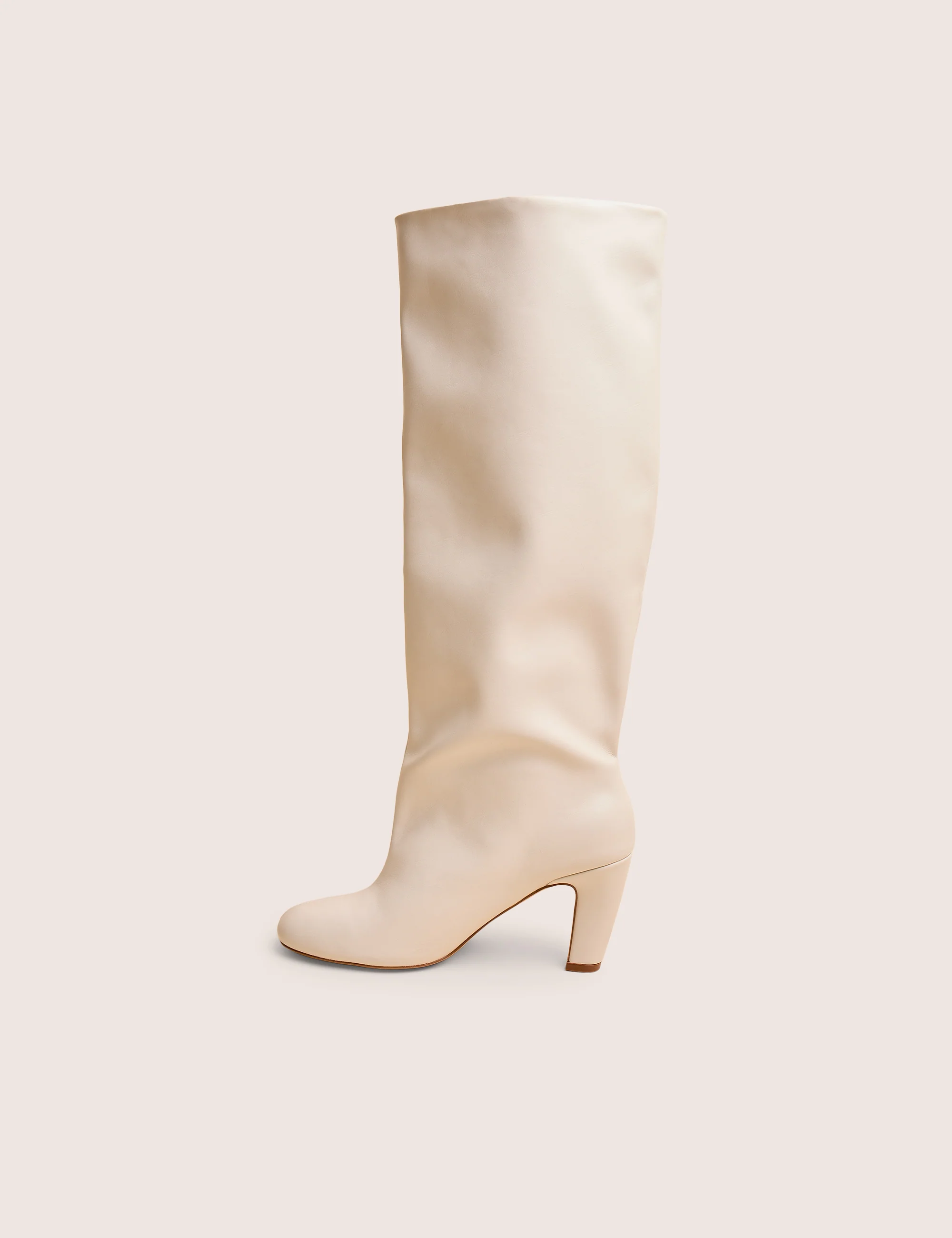 Fifth Ave Off White Pu Slouchy Mid Heel Boots