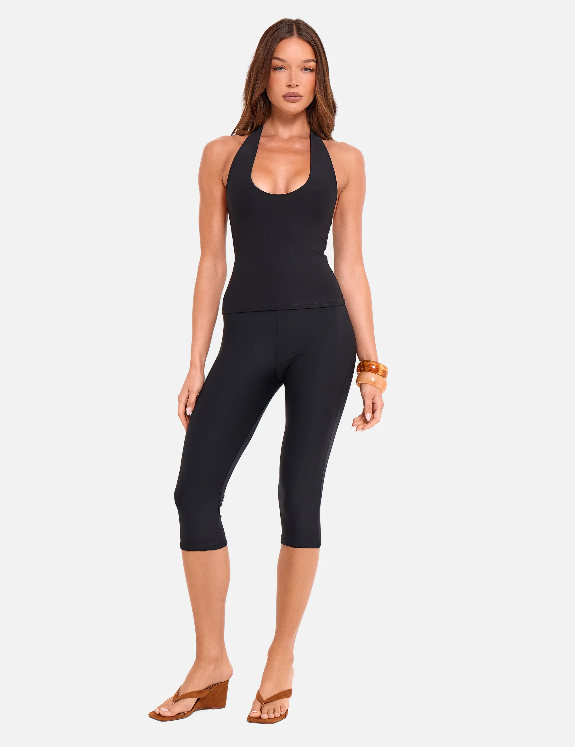 Halterneck Luxe Slinky Top Black - Image 4