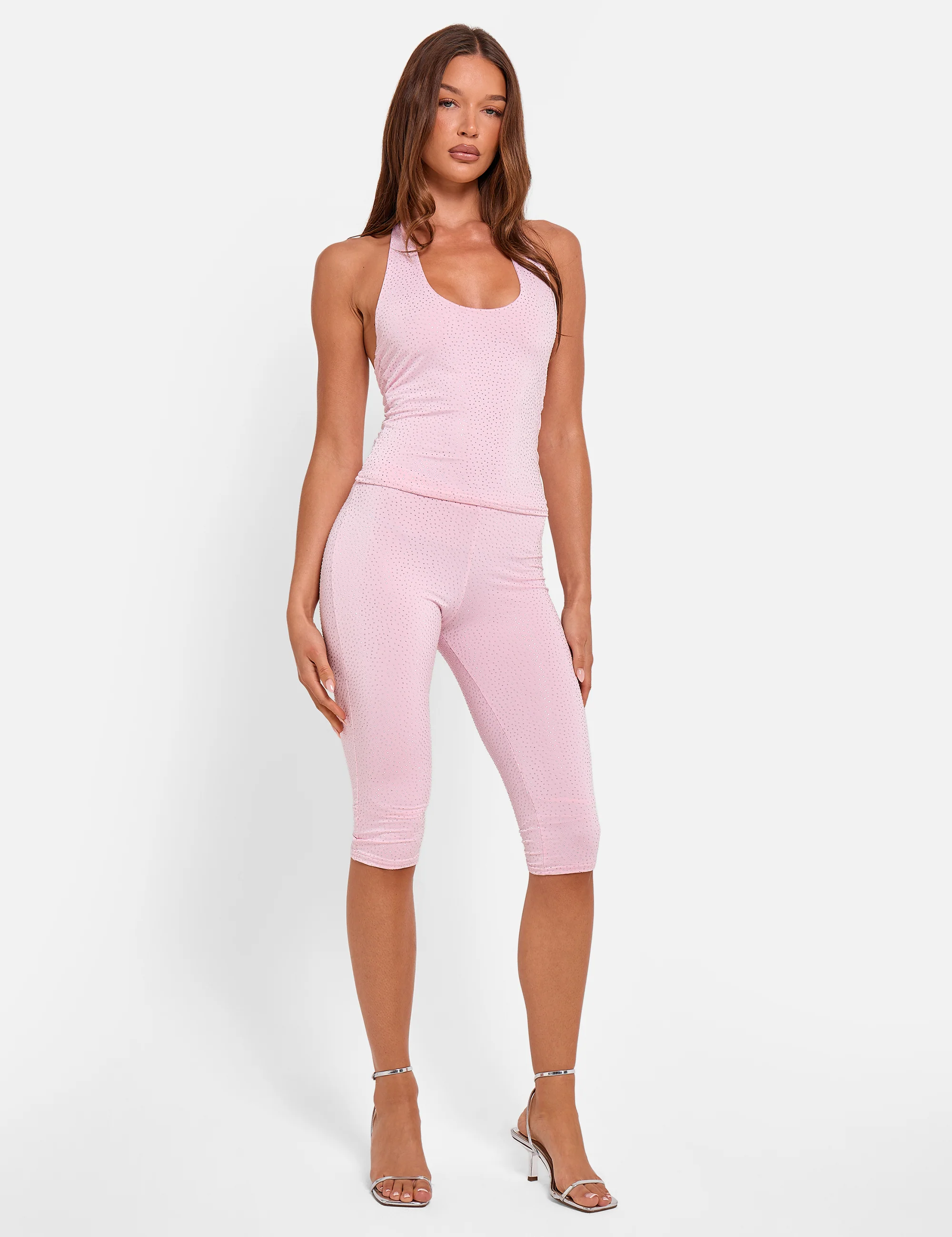 Hotfix Halterneck Luxe Slinky Top Pink - Image 3