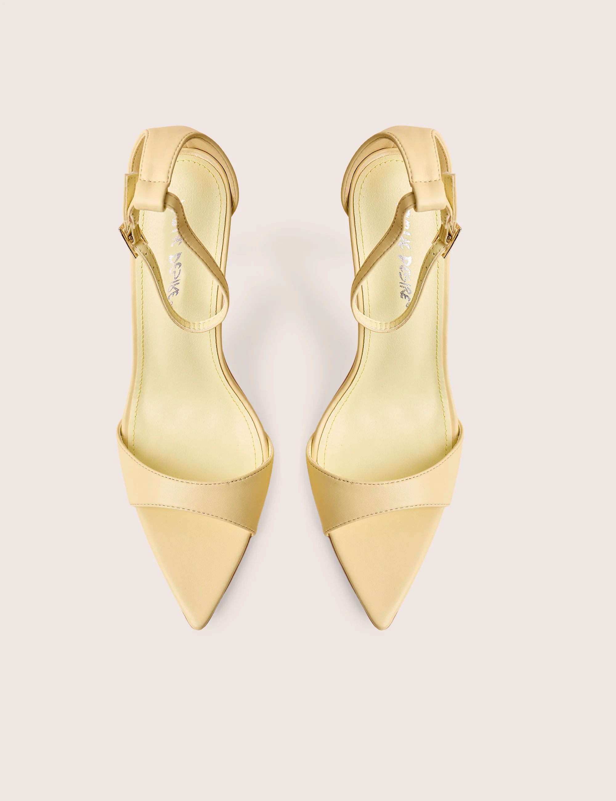 Kelisa Lemon Pu Pointed Toe Barely There Stiletto High Heels - Image 2