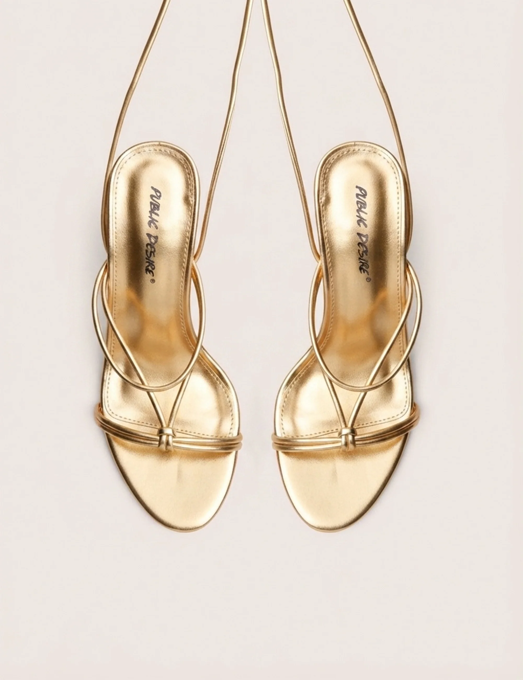 Marcel Gold Strappy Ankle Tie High Heels - Image 2