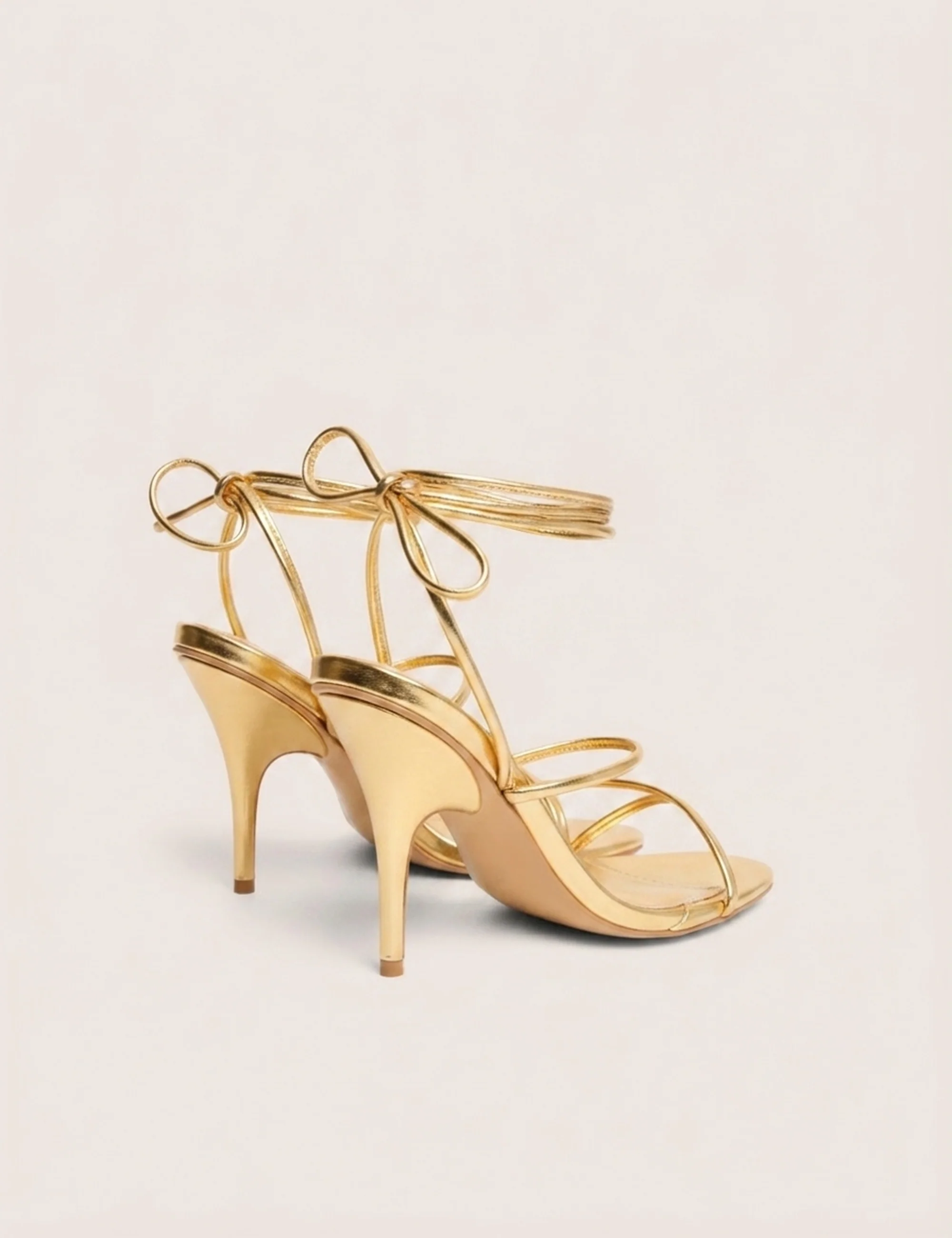 Marcel Gold Strappy Ankle Tie High Heels - Image 3