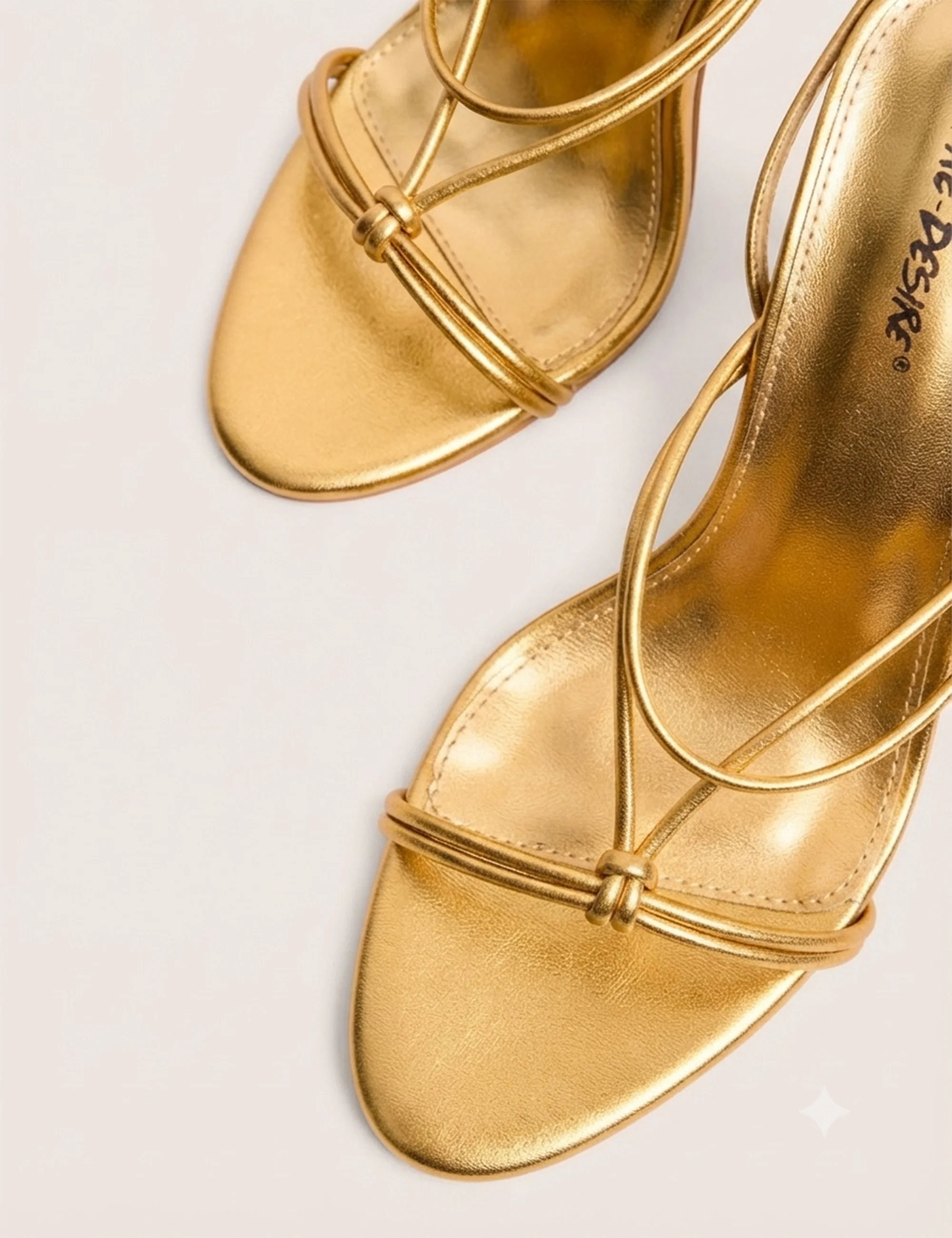Marcel Gold Strappy Ankle Tie High Heels - Image 4