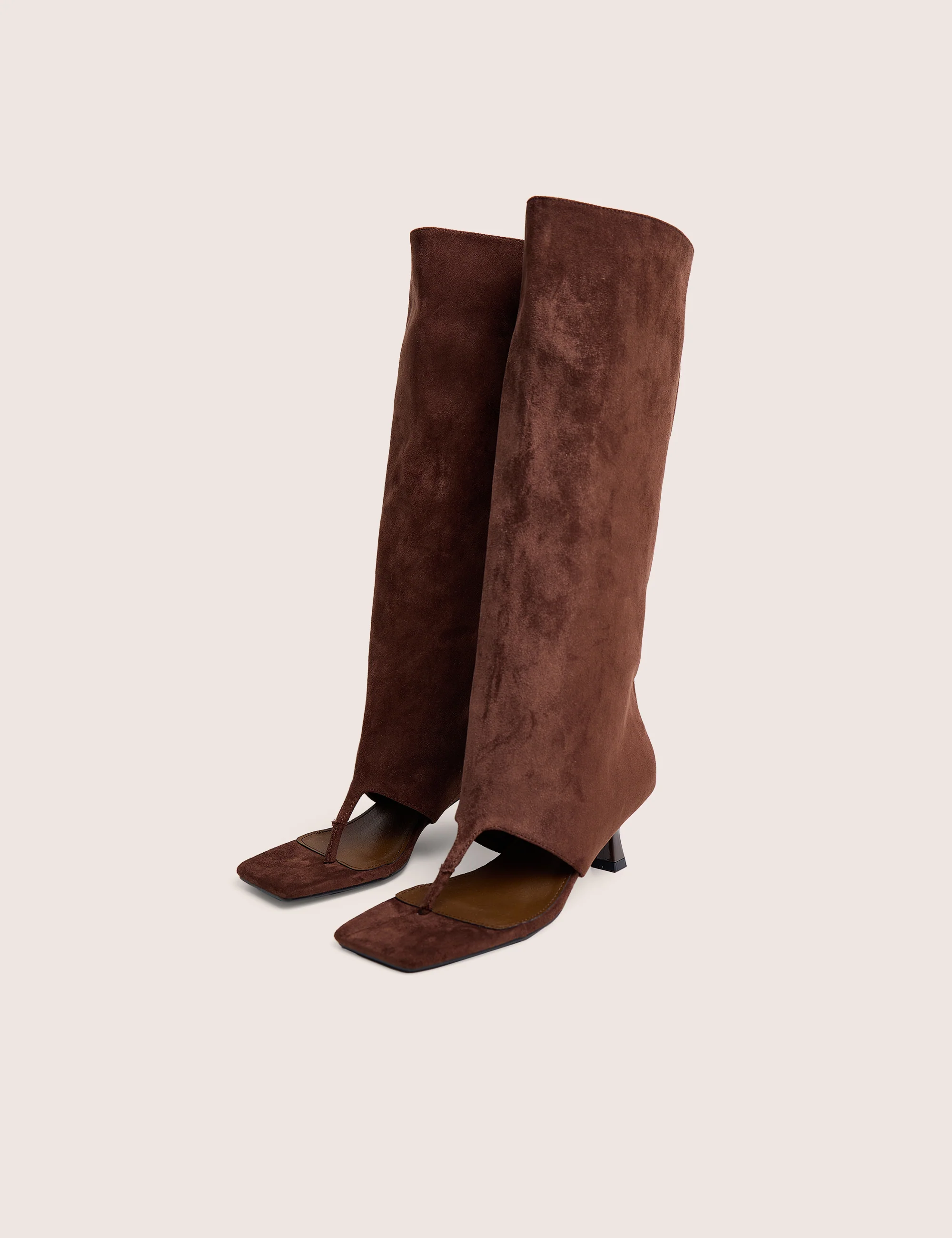 Margot Chocolate Peep Toe Knee High Boots - Image 2