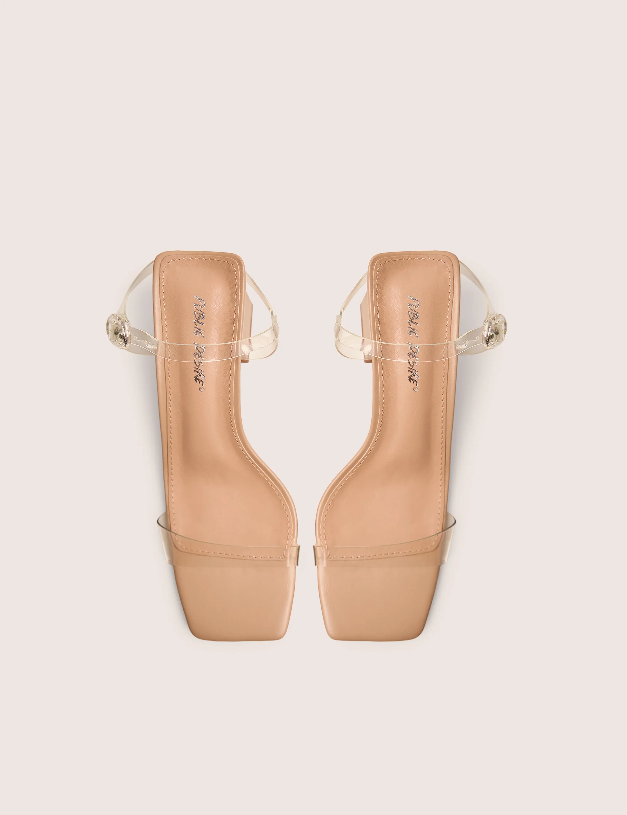 Maryse Nude Perspex Pu Barely There Mid Block Heels - Image 2