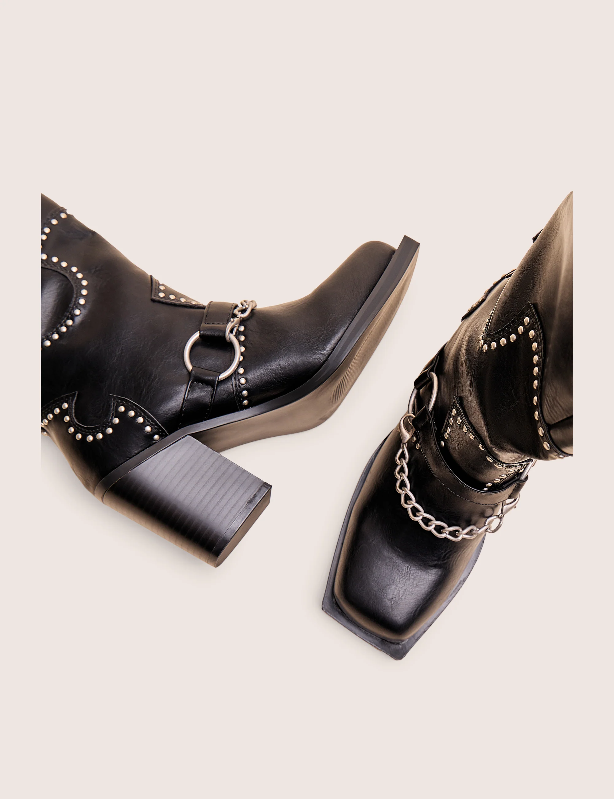 Nashville Black Western Studded Block Heel Knee High Boot - Image 4
