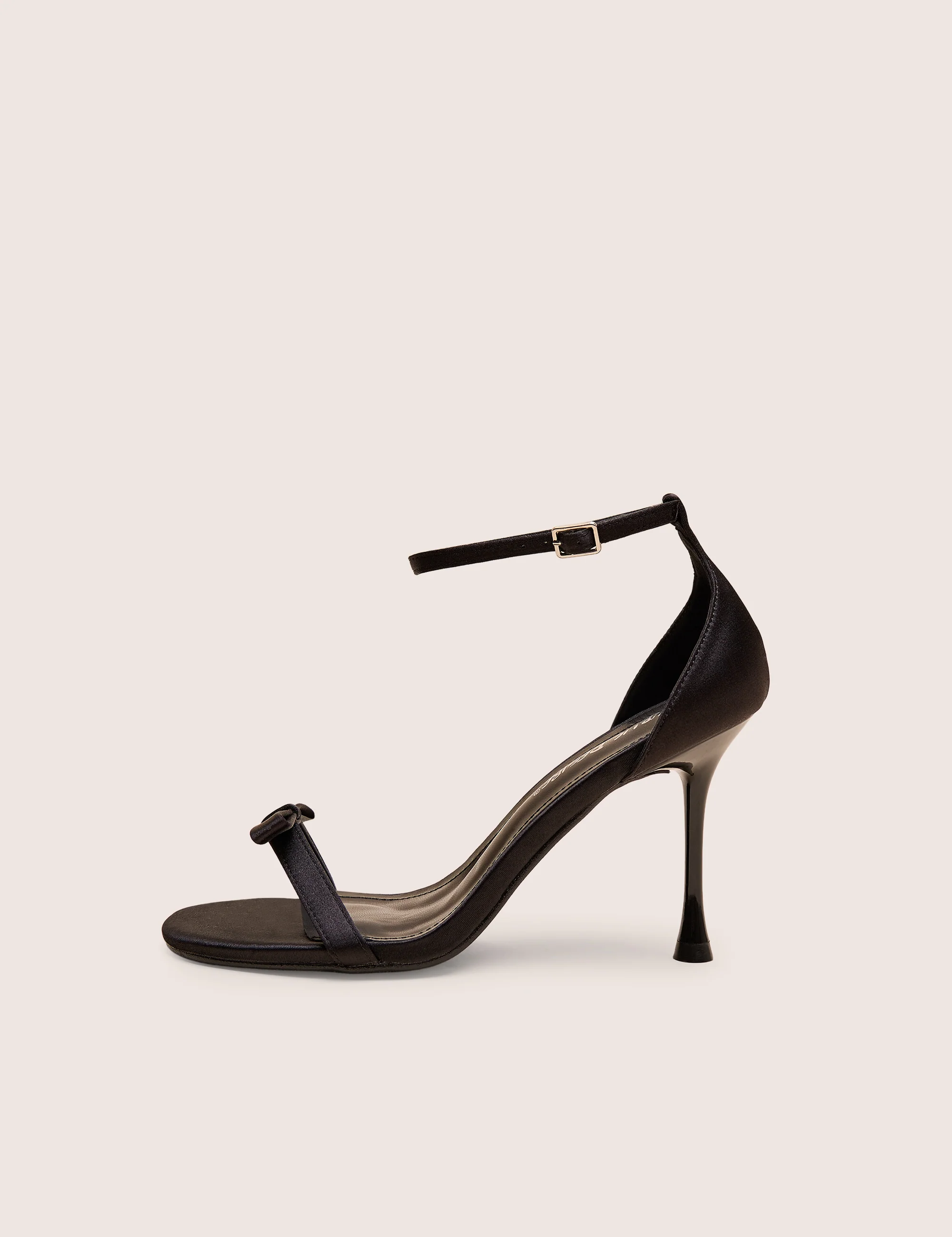 Novie Black Ankle Strap Bow Detail Heels