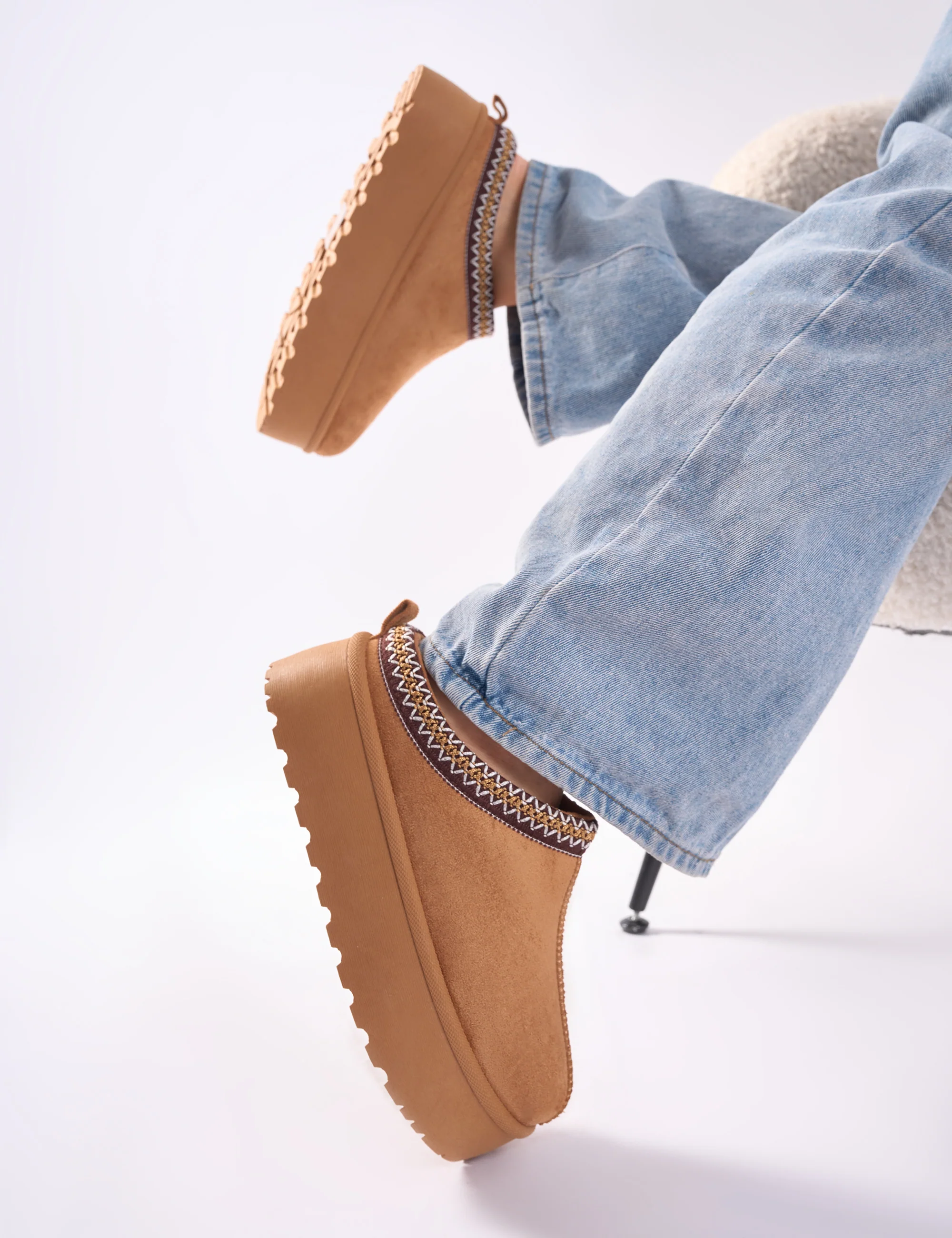 Nutmeg Chestnut Faux Fur Lined Platform Mules - Image 2