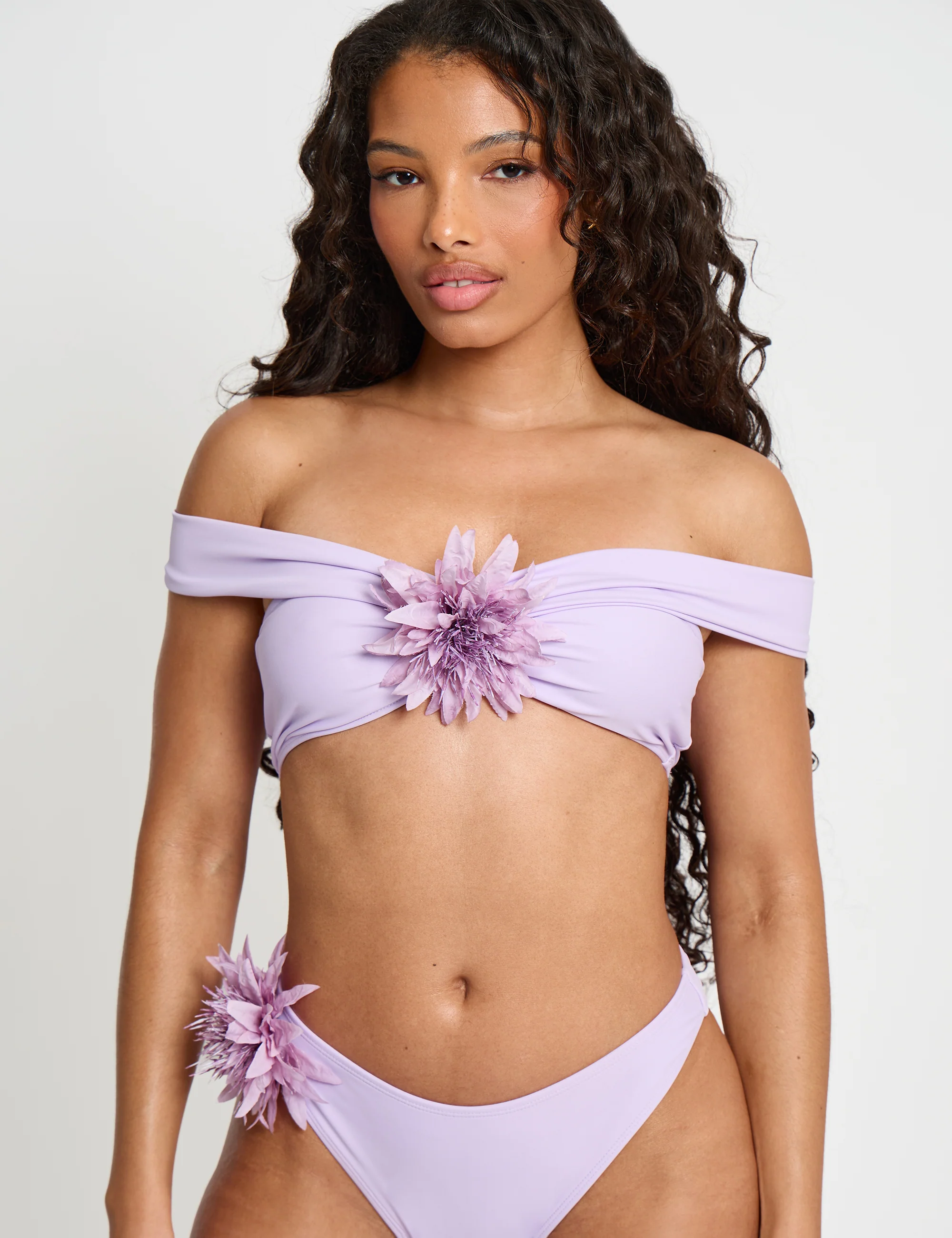 Bandeau Flower Detail Bikini Top Purple - Image 4