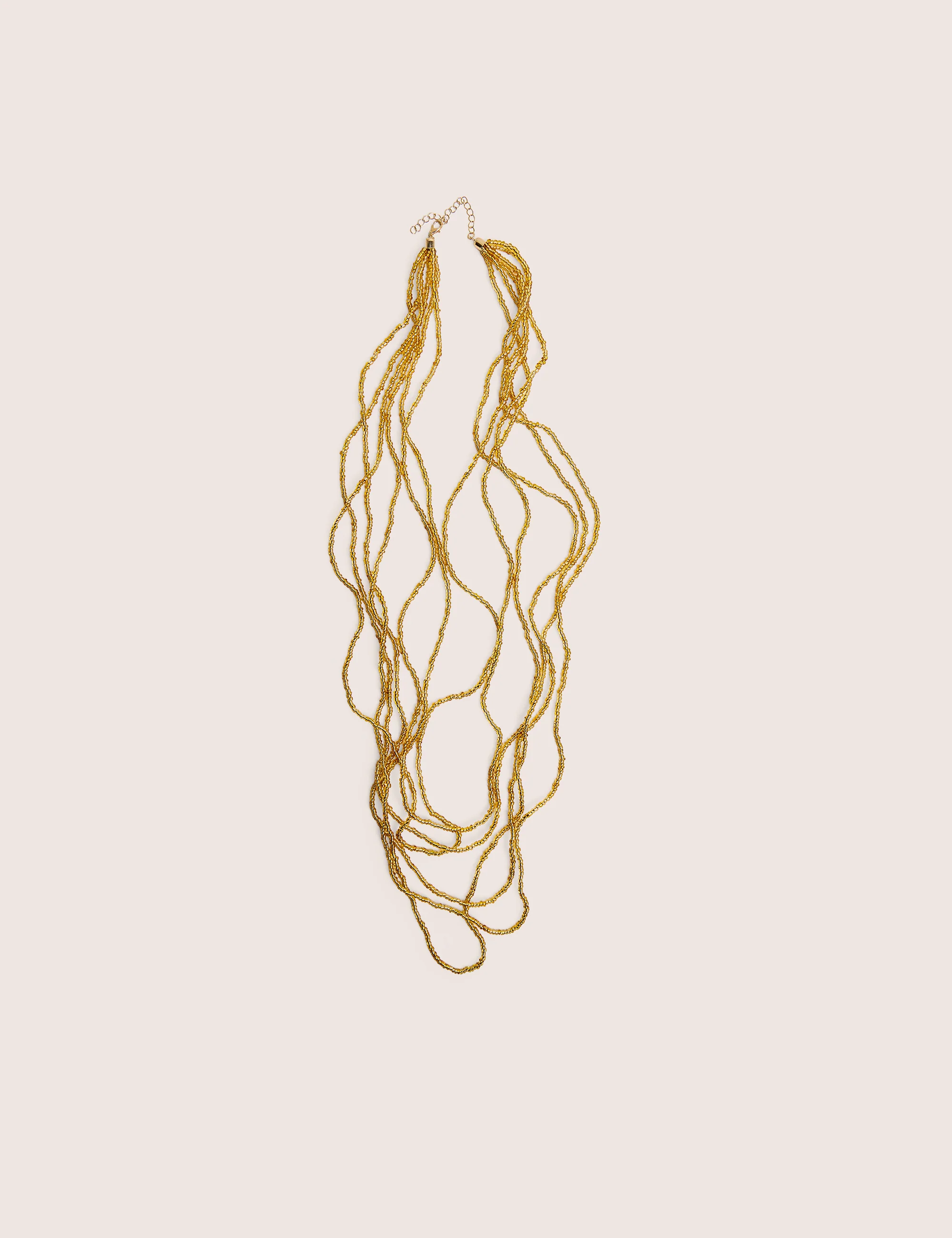 Beaded Long Layered Necklace in Gold - Image 3