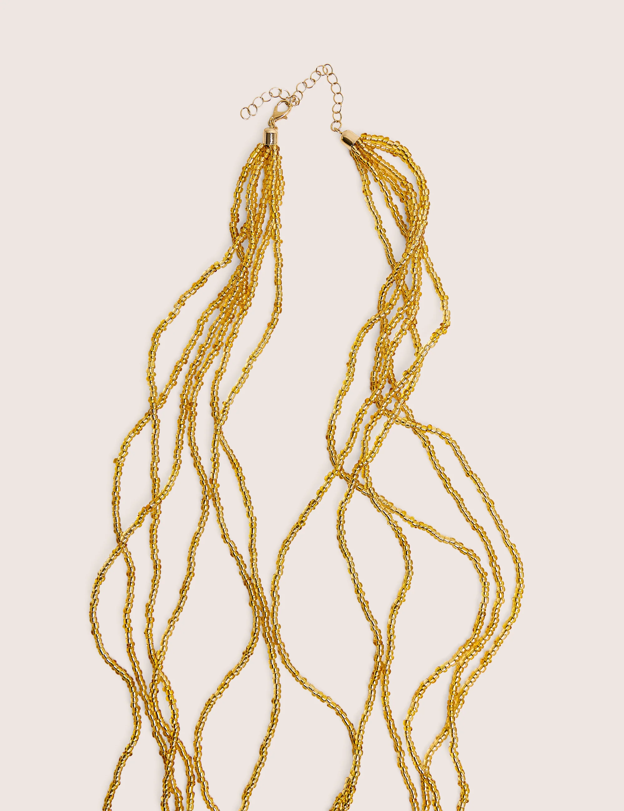 Beaded Long Layered Necklace in Gold - Image 4
