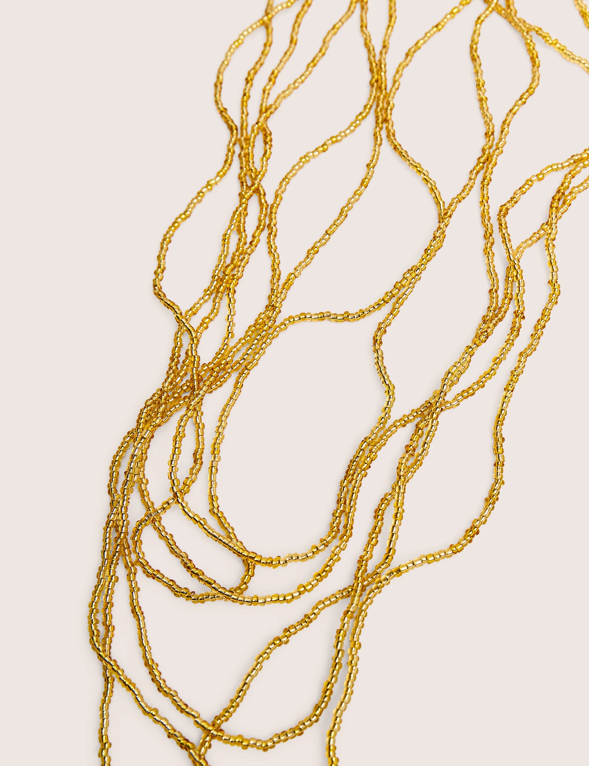 Beaded Long Layered Necklace in Gold - Image 5