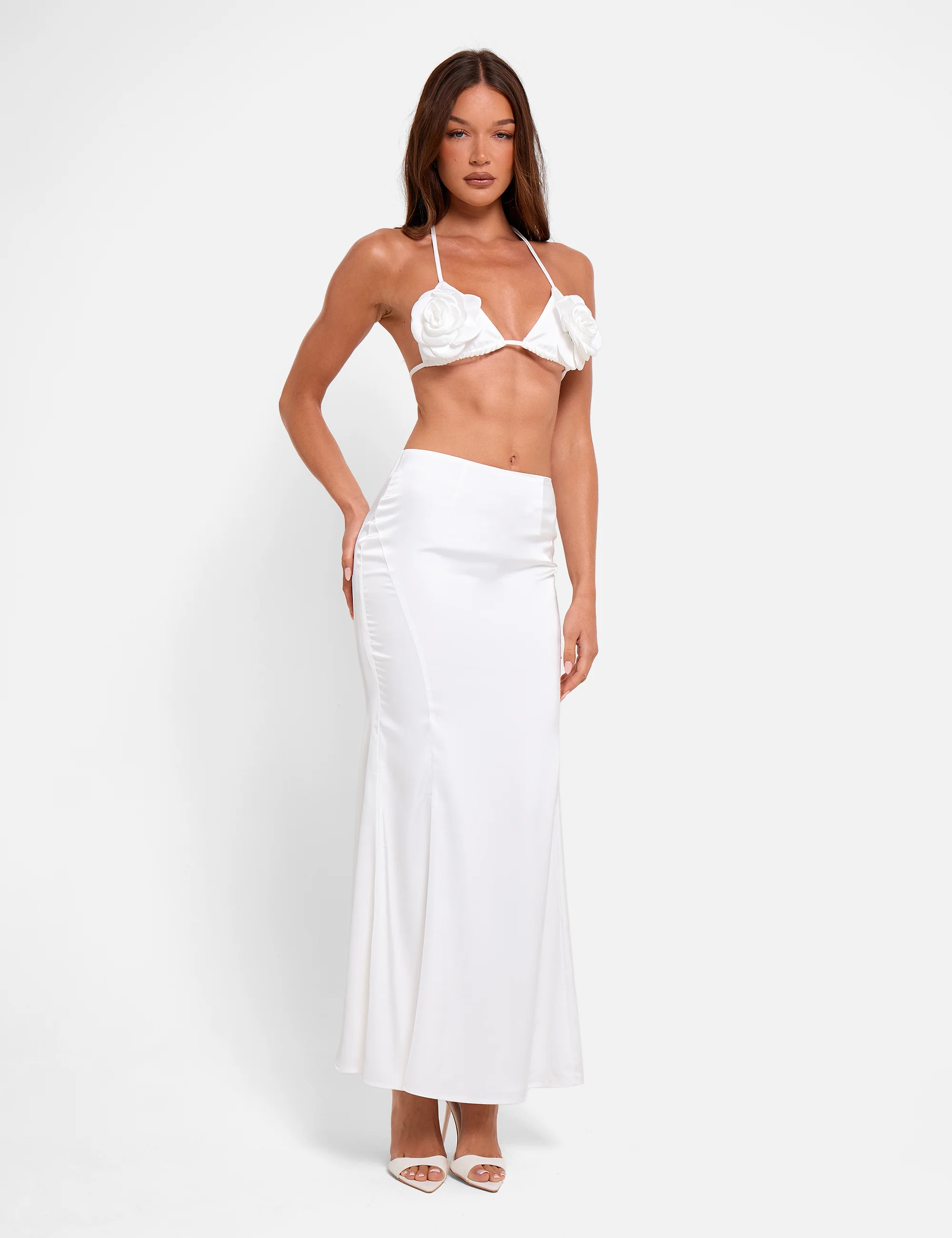 Bralet Top With Floral Corsage White - Image 3