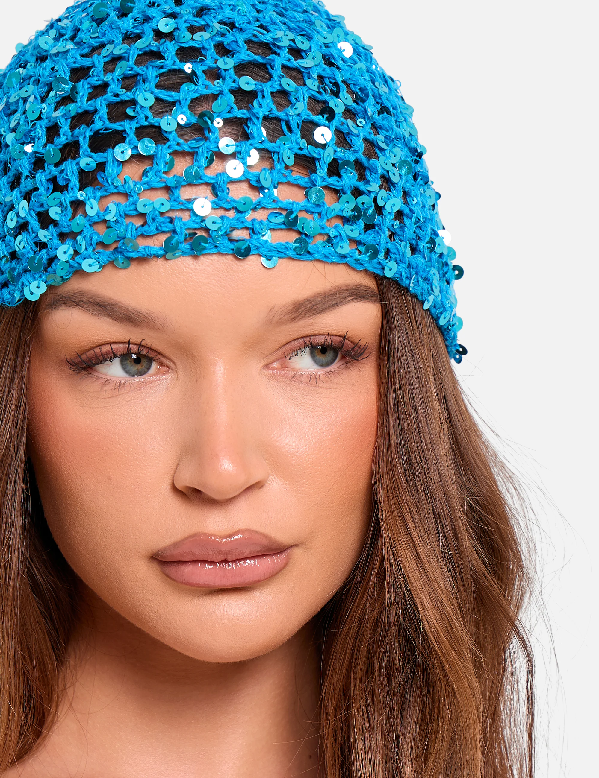 Crochet Sequin Head Piece in Blue - Image 2