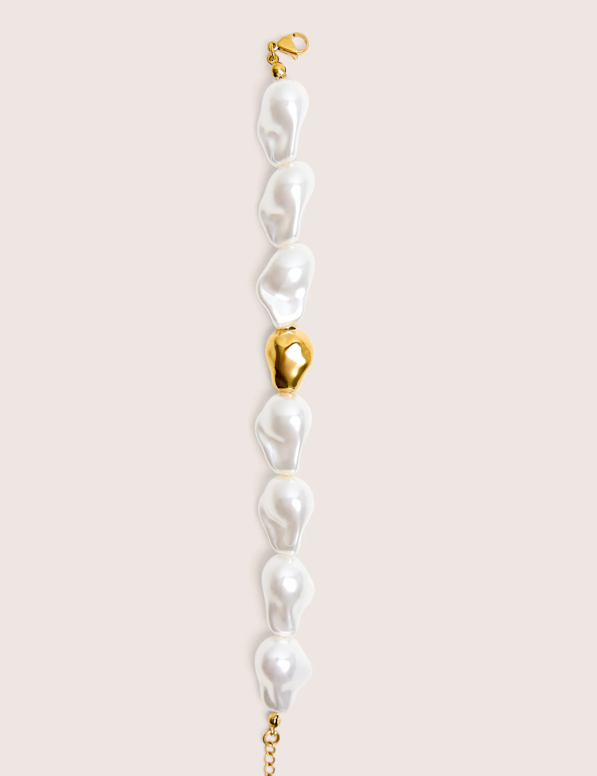 Gold Plated Adjustable Pearl Bracelet - Image 2