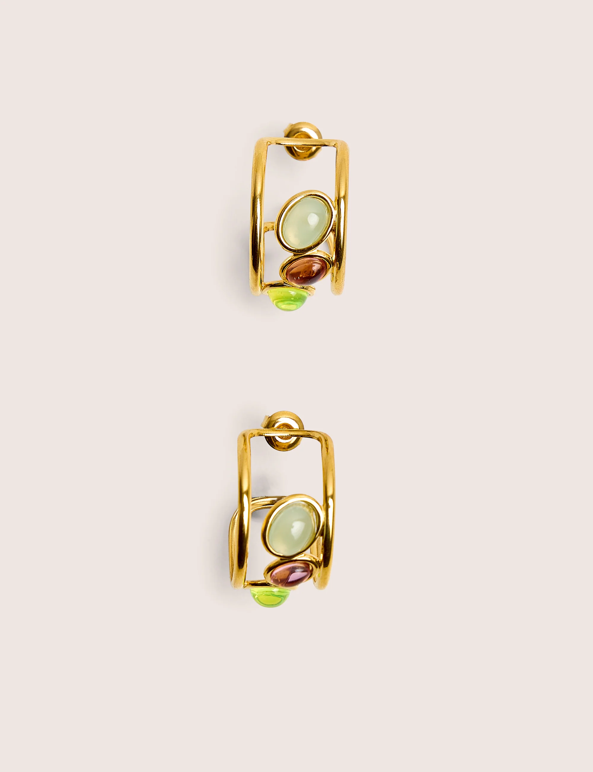 Gold Plated Hoop Earrings With Resin Stones - Image 2