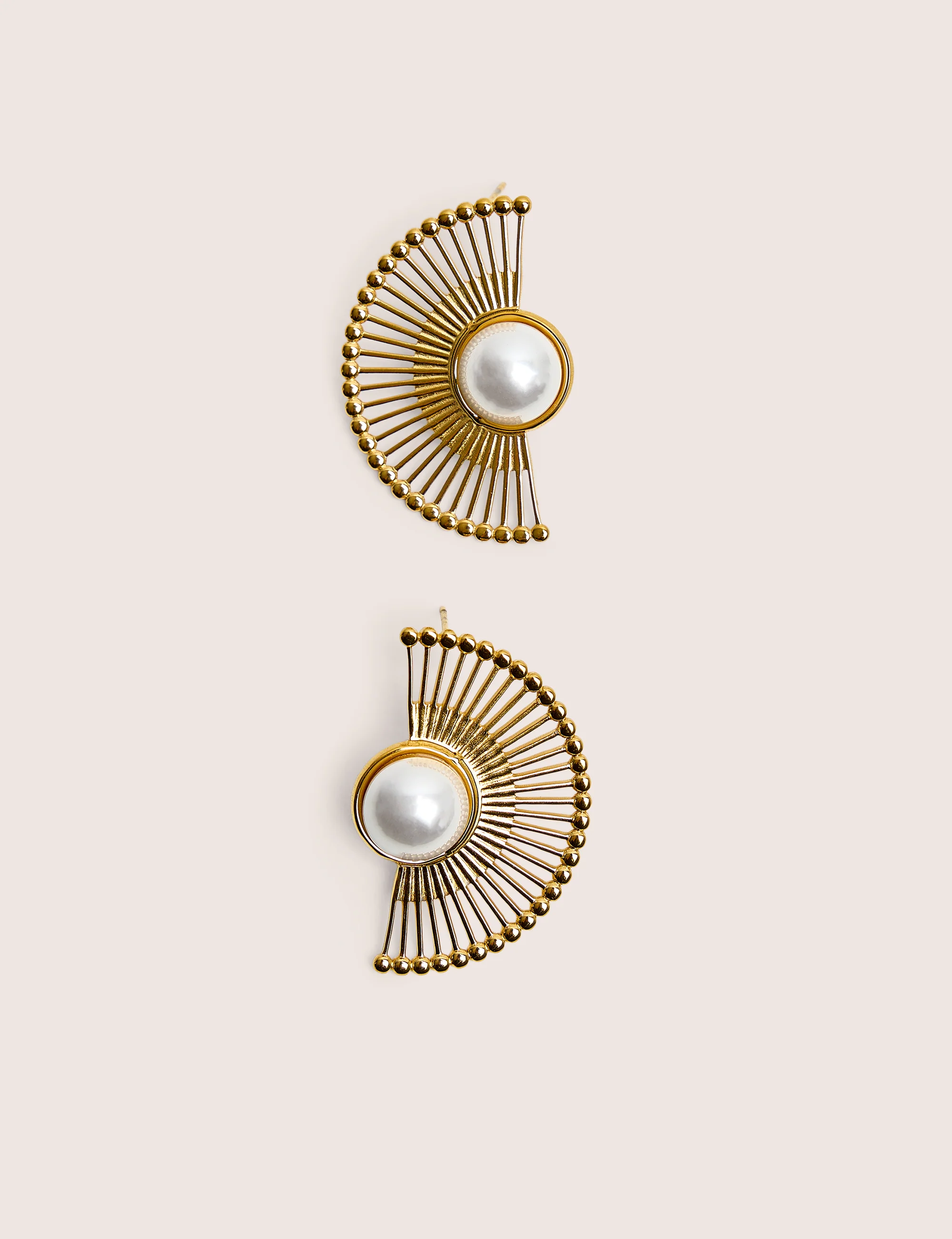 Public Desire Half Moon Earrings With Pearl Detail in Gold - Image 2