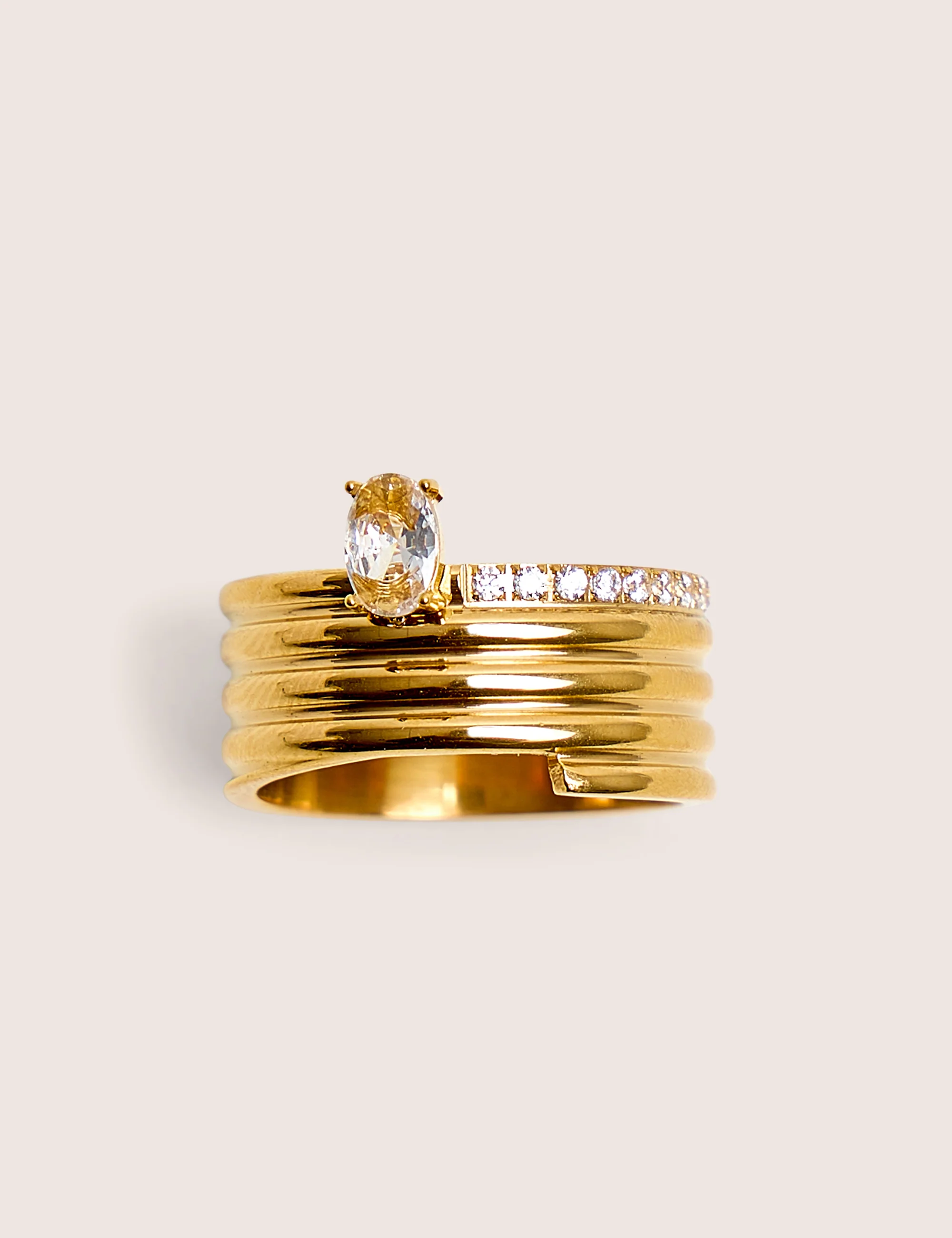 Layered Gold Ring With Diamante Detail