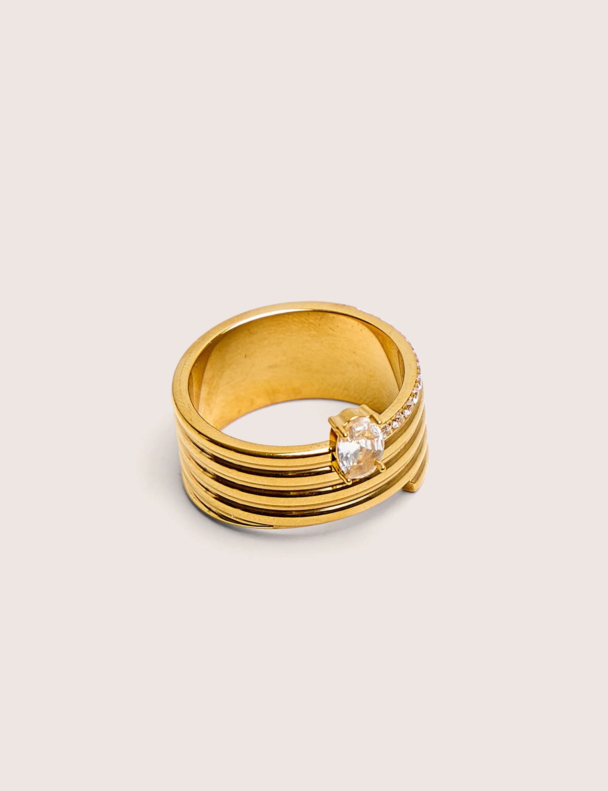 Layered Gold Ring With Diamante Detail - Image 3