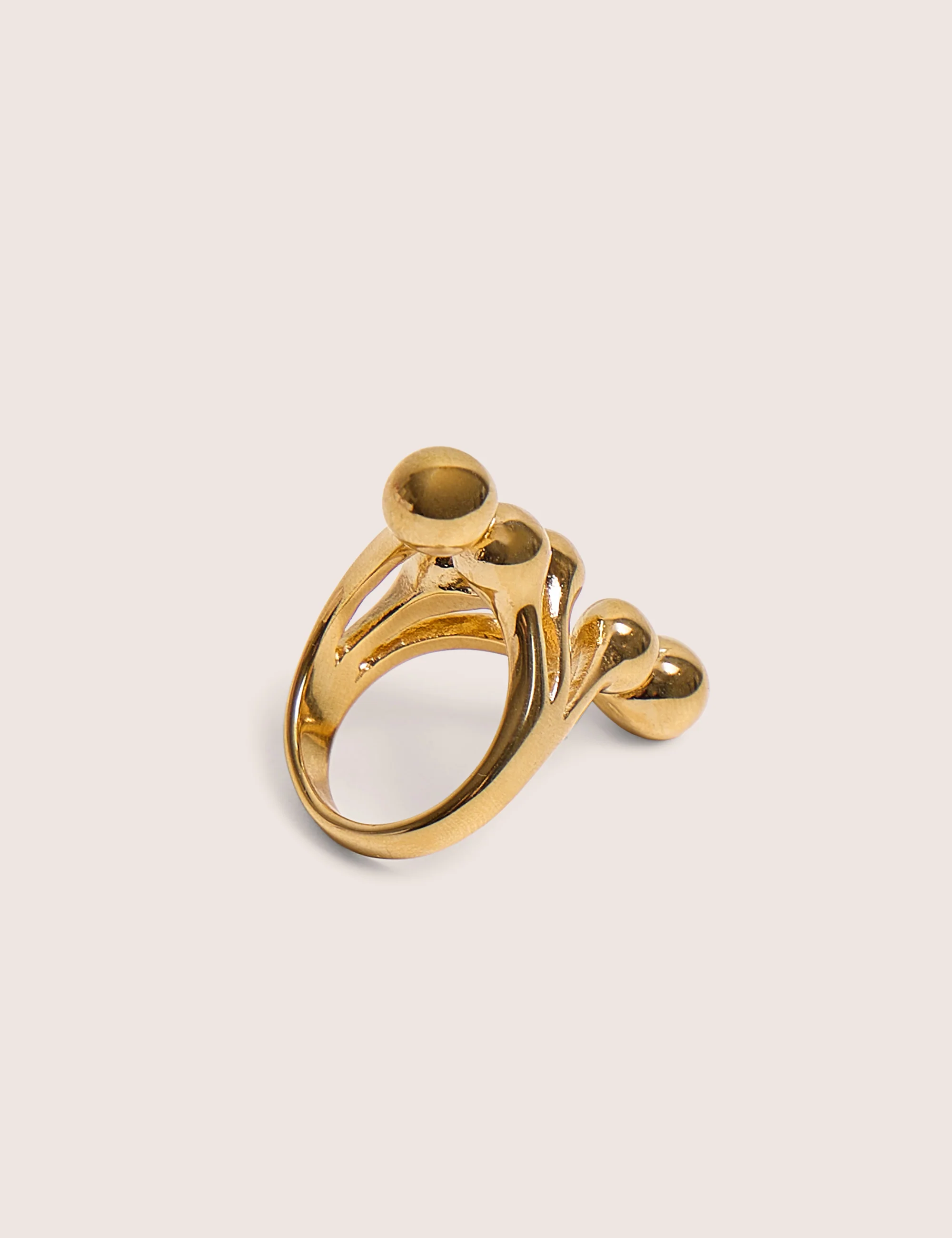 Public Desire Layered Round Ball Detail Ring in Gold - Image 2