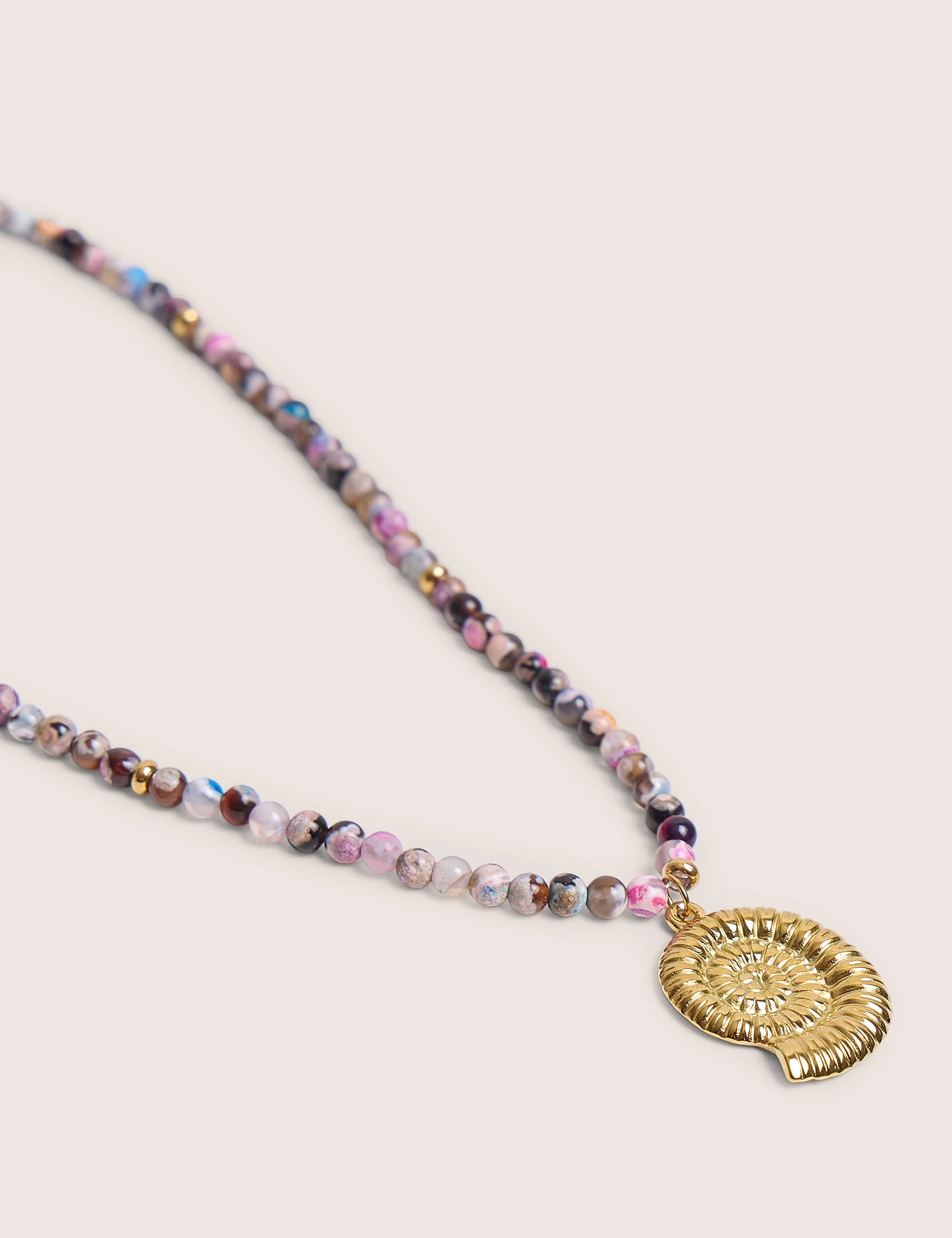 Multi Coloured Beaded Shell Detail Necklace - Image 3