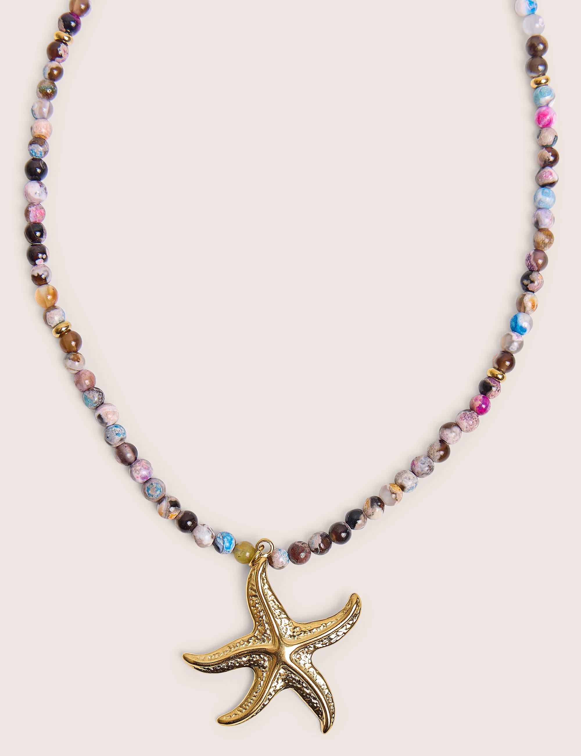 Multi Coloured Beaded Starfish Detail Necklace - Image 2