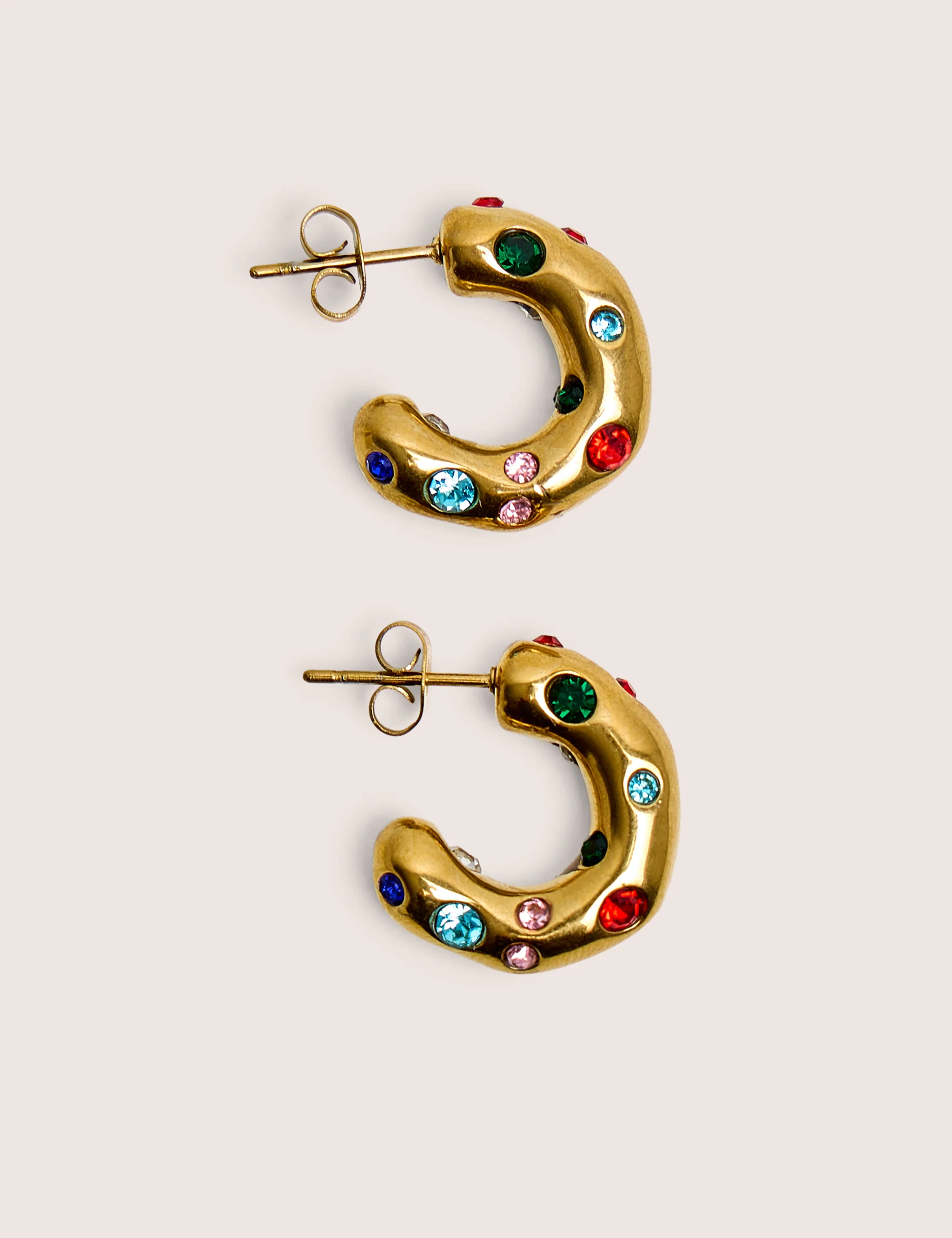 Public Desire Multi Coloured Diamante Hoop Earrings in Gold - Image 2