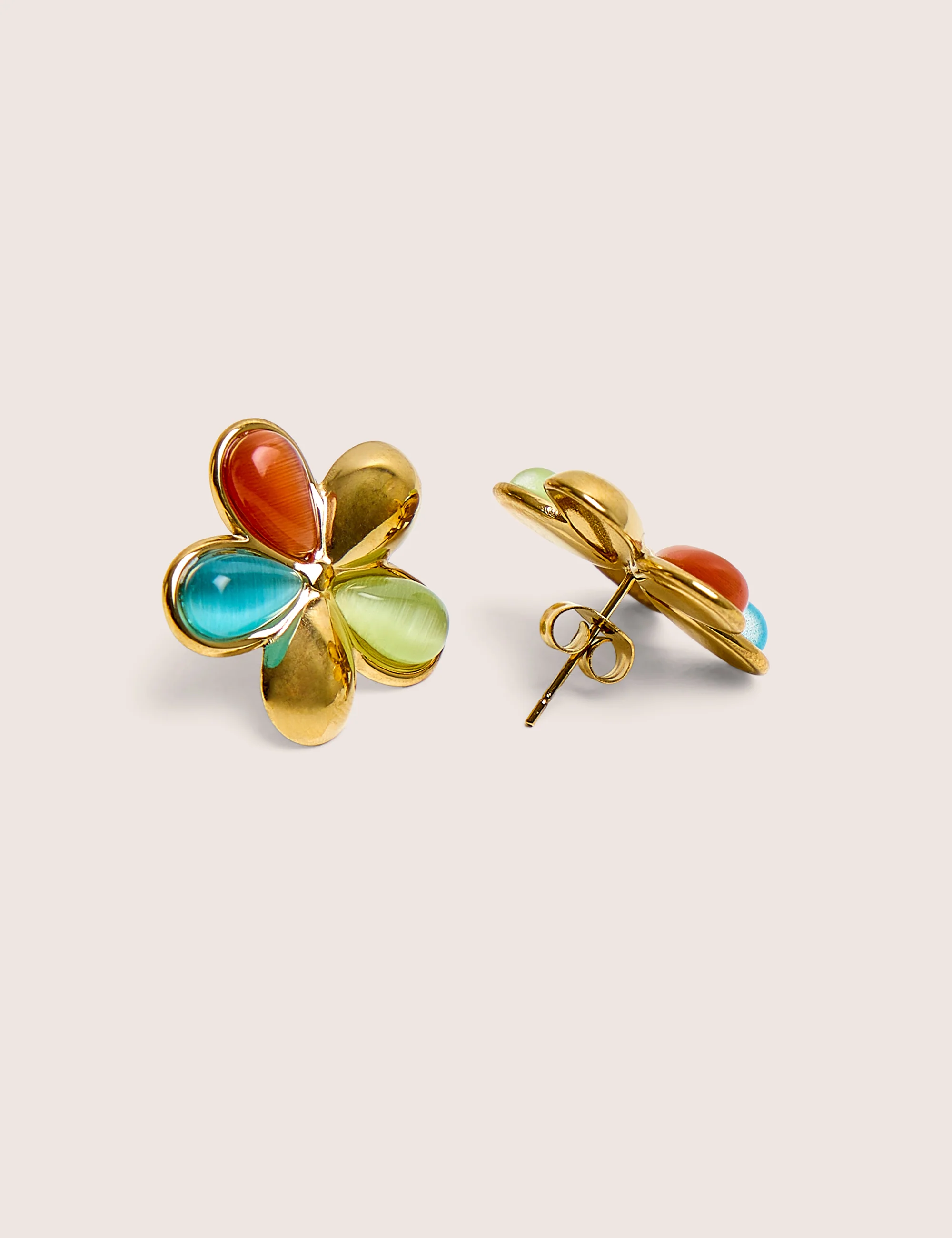 Public Desire Multi Coloured Flower Stud Earring in Gold - Image 2