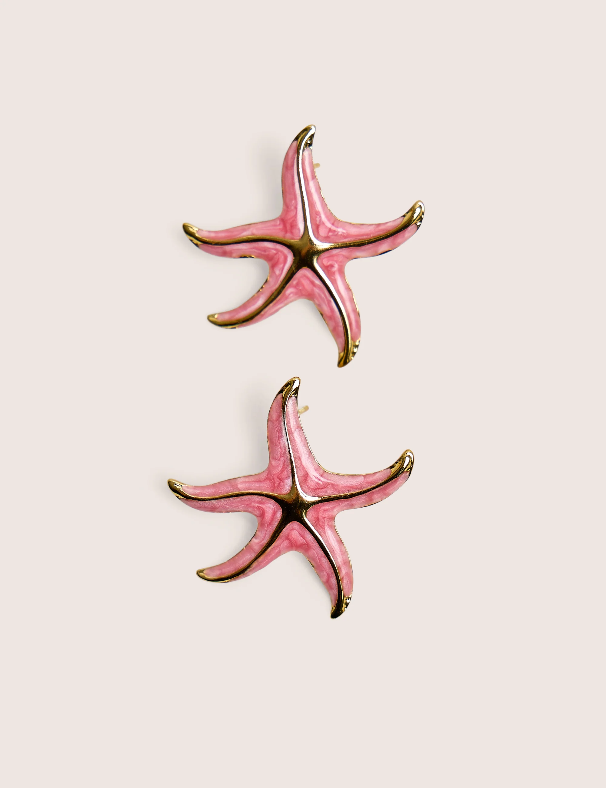 Pink Starfish Earring With Gold Detail - Image 2