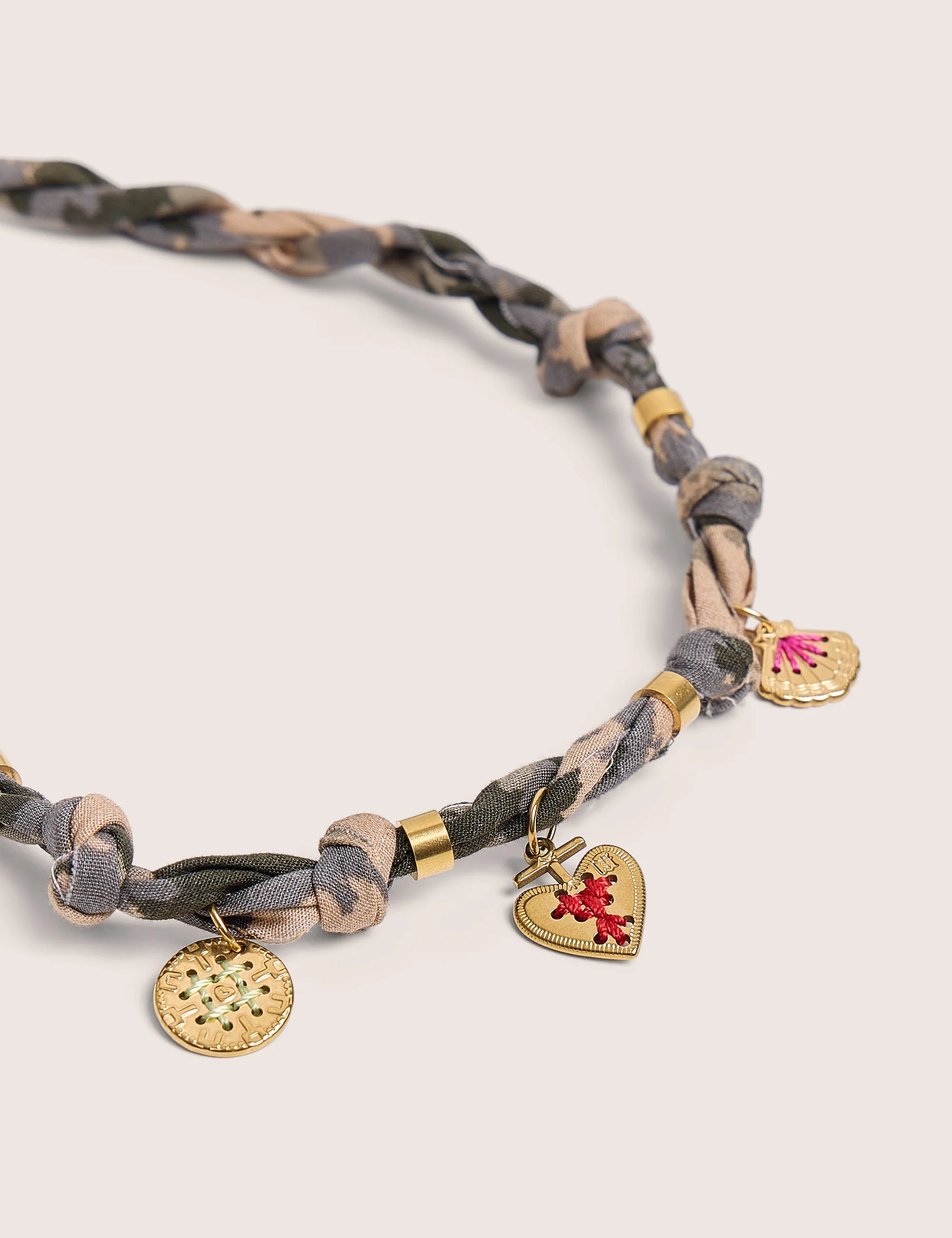 Rope Detail Necklace With Gold Charms - Image 3