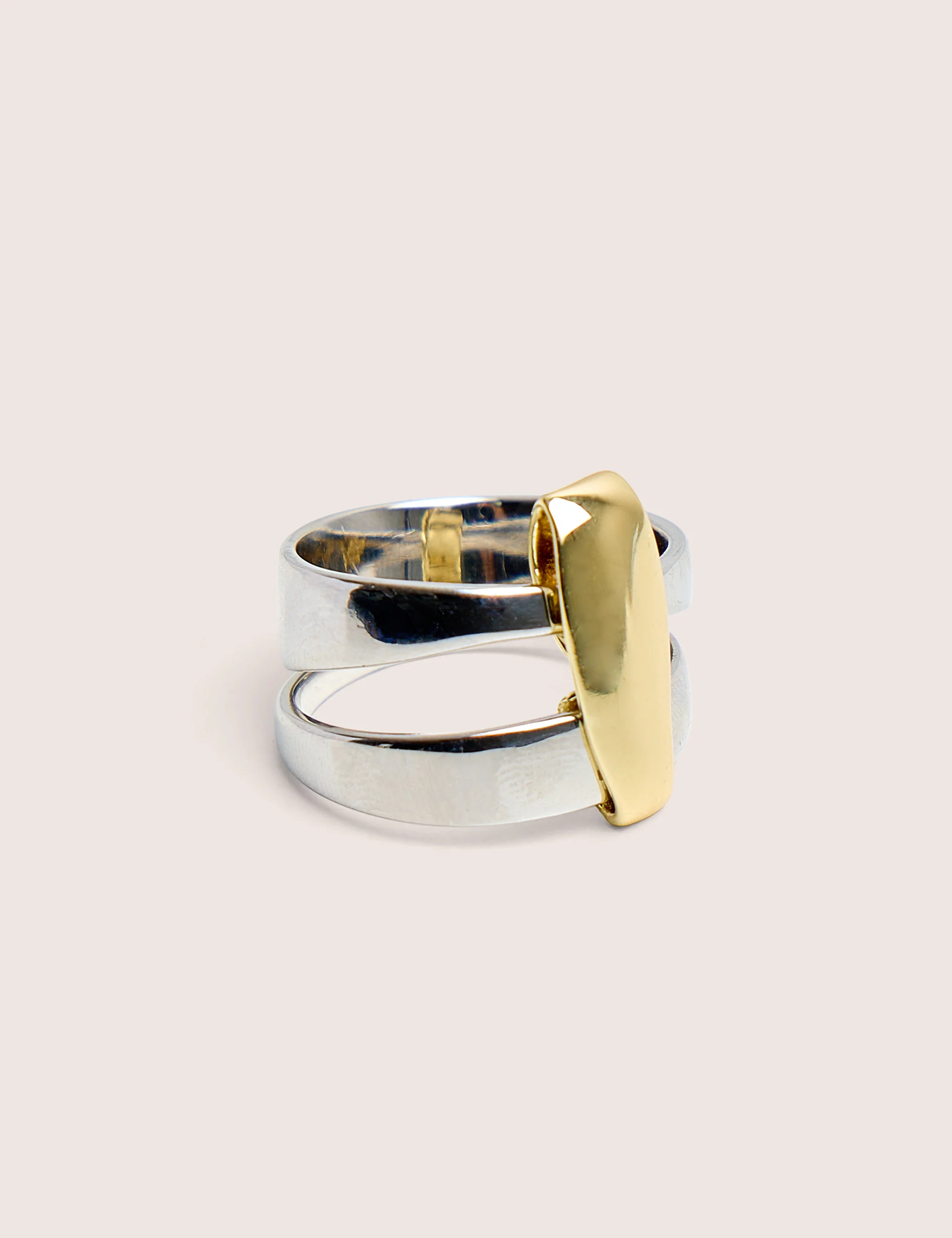 Silver and Gold Abstract Ring - Image 2