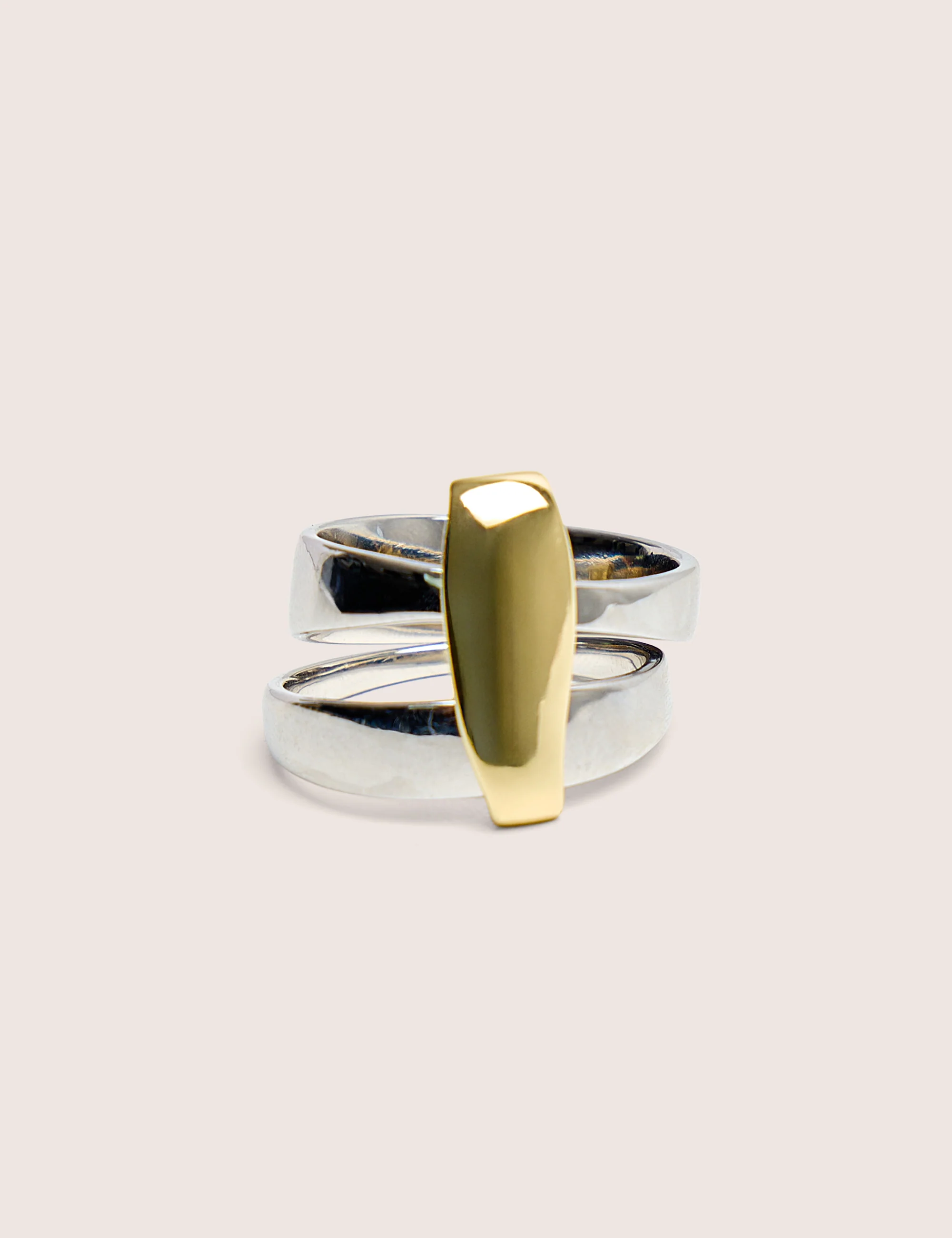 Silver and Gold Abstract Ring - Image 3