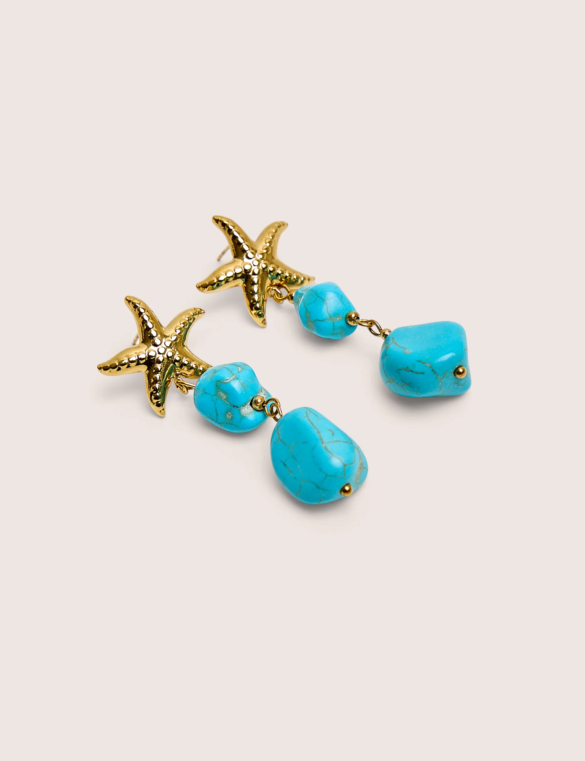 Starfish Detail With Blue Stone Droplet in Gold - Image 2