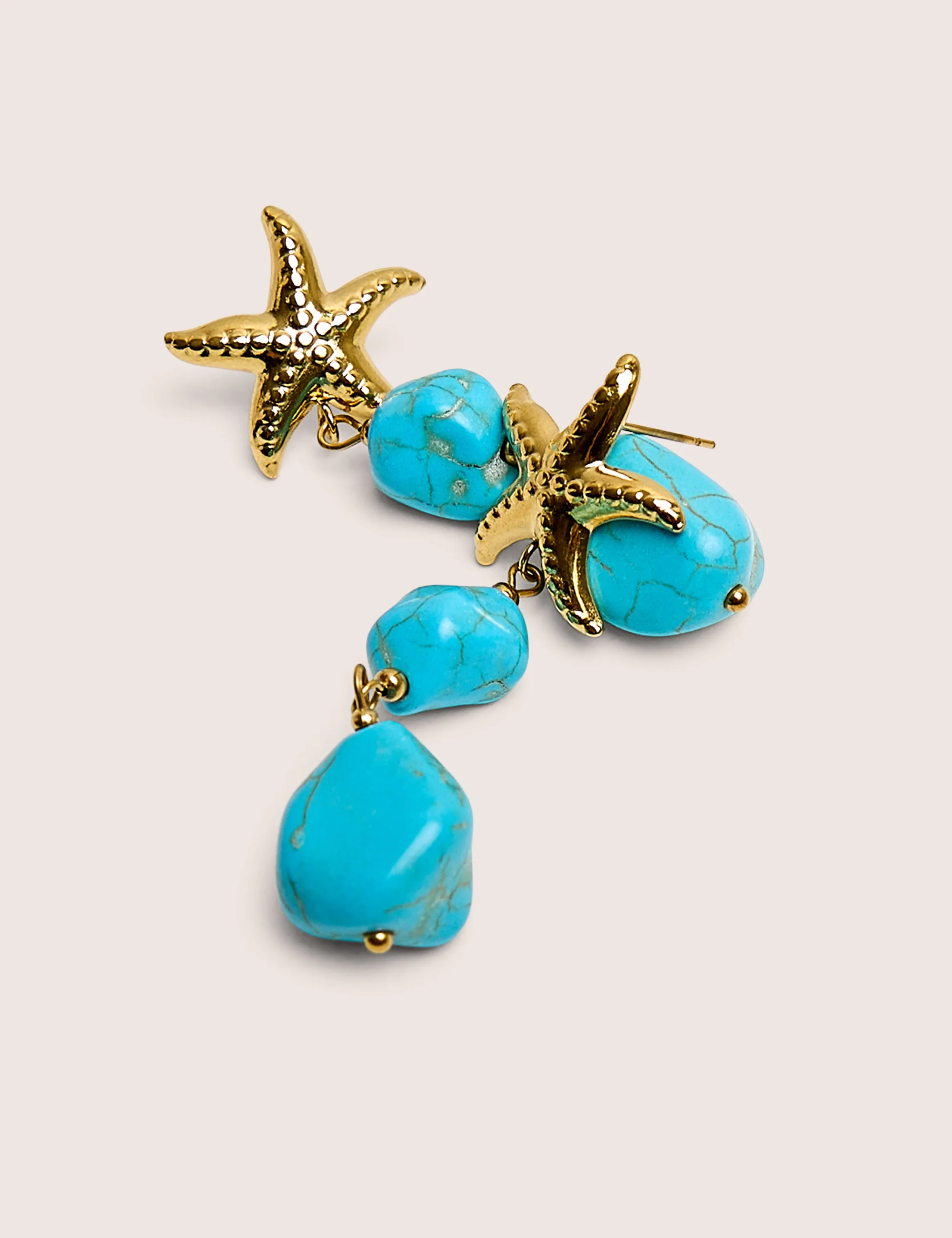 Starfish Detail With Blue Stone Droplet in Gold - Image 3