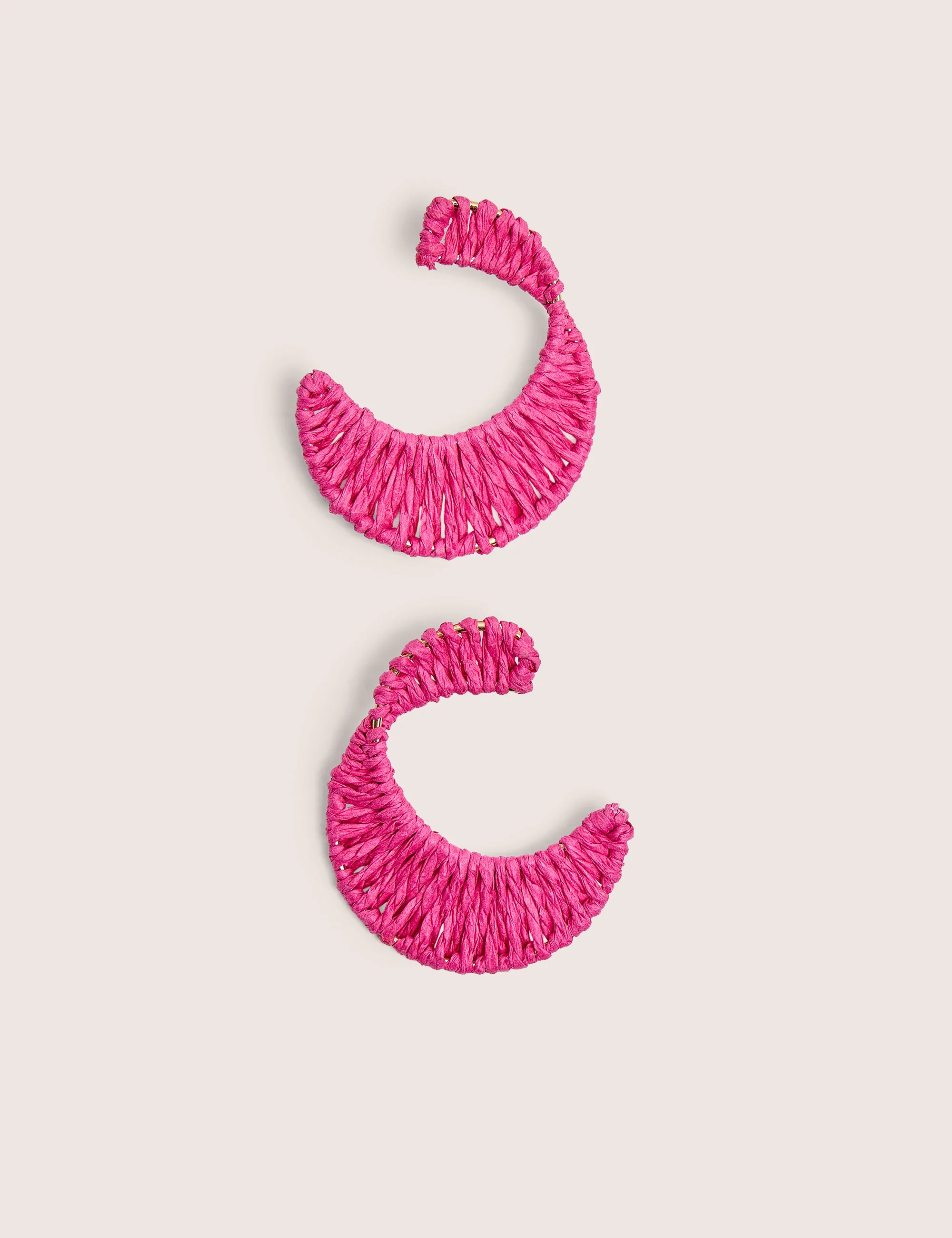 Woven Pink Hoop Earrings - Image 2