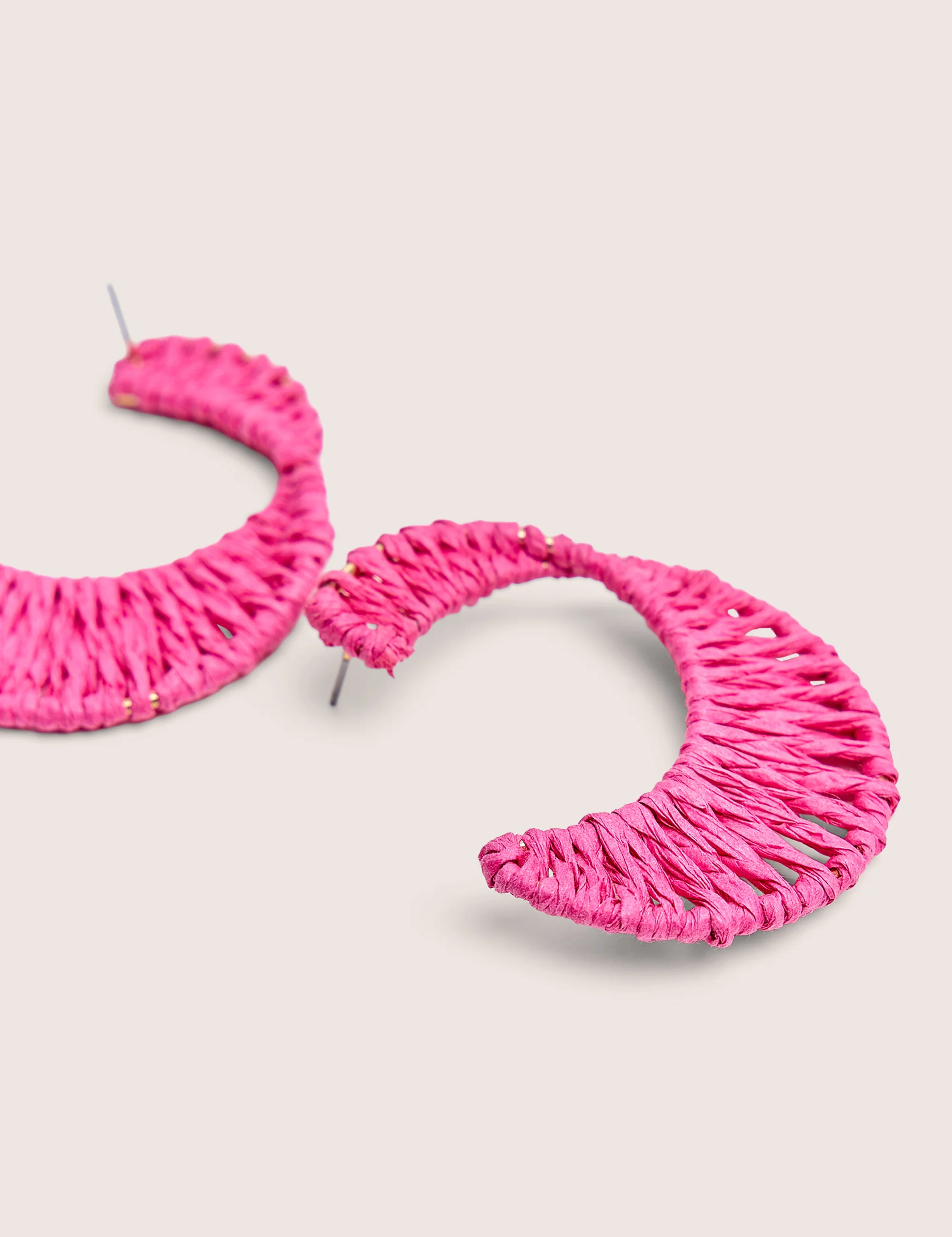Woven Pink Hoop Earrings - Image 3