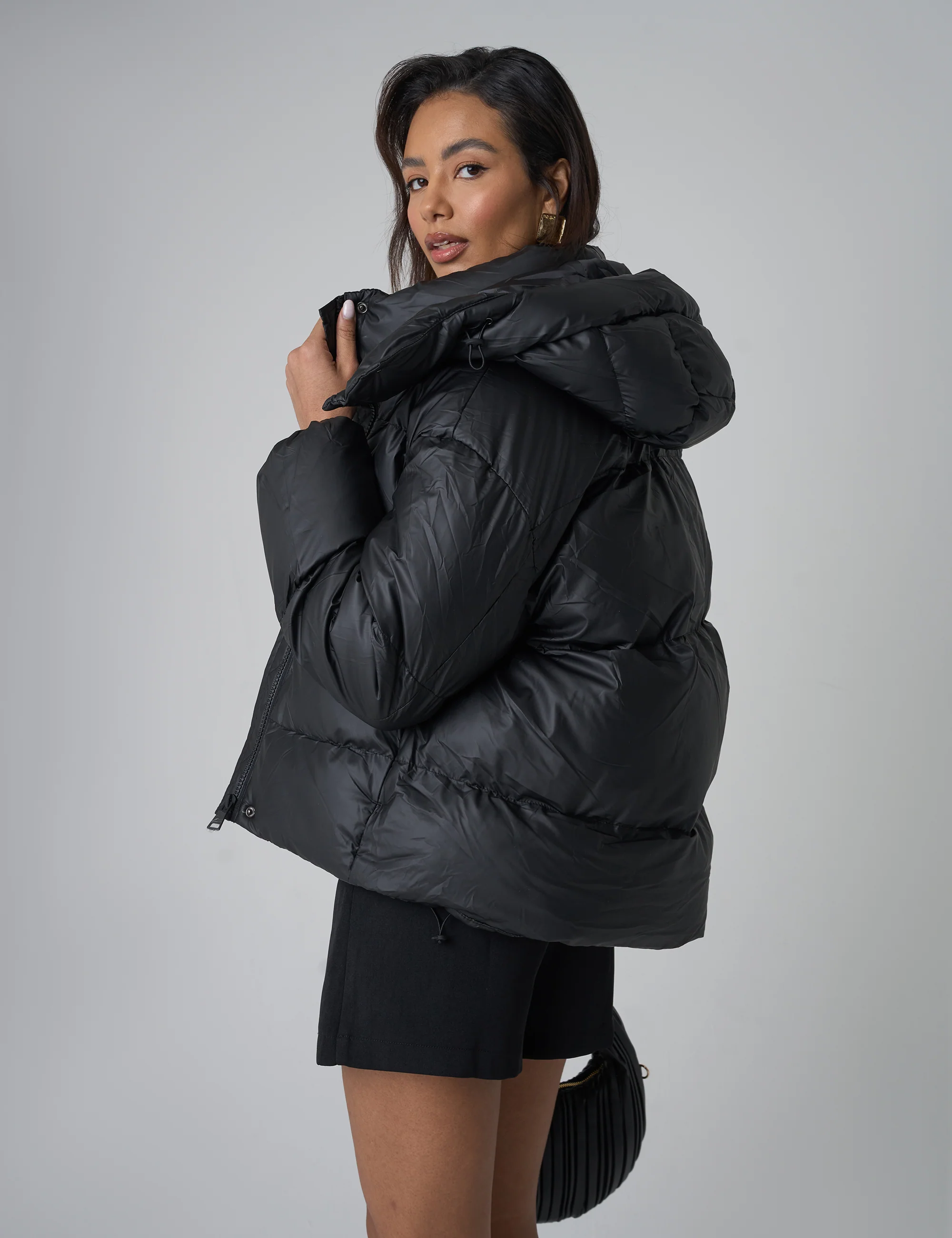 Hooded Puffer Coat Black - Image 2