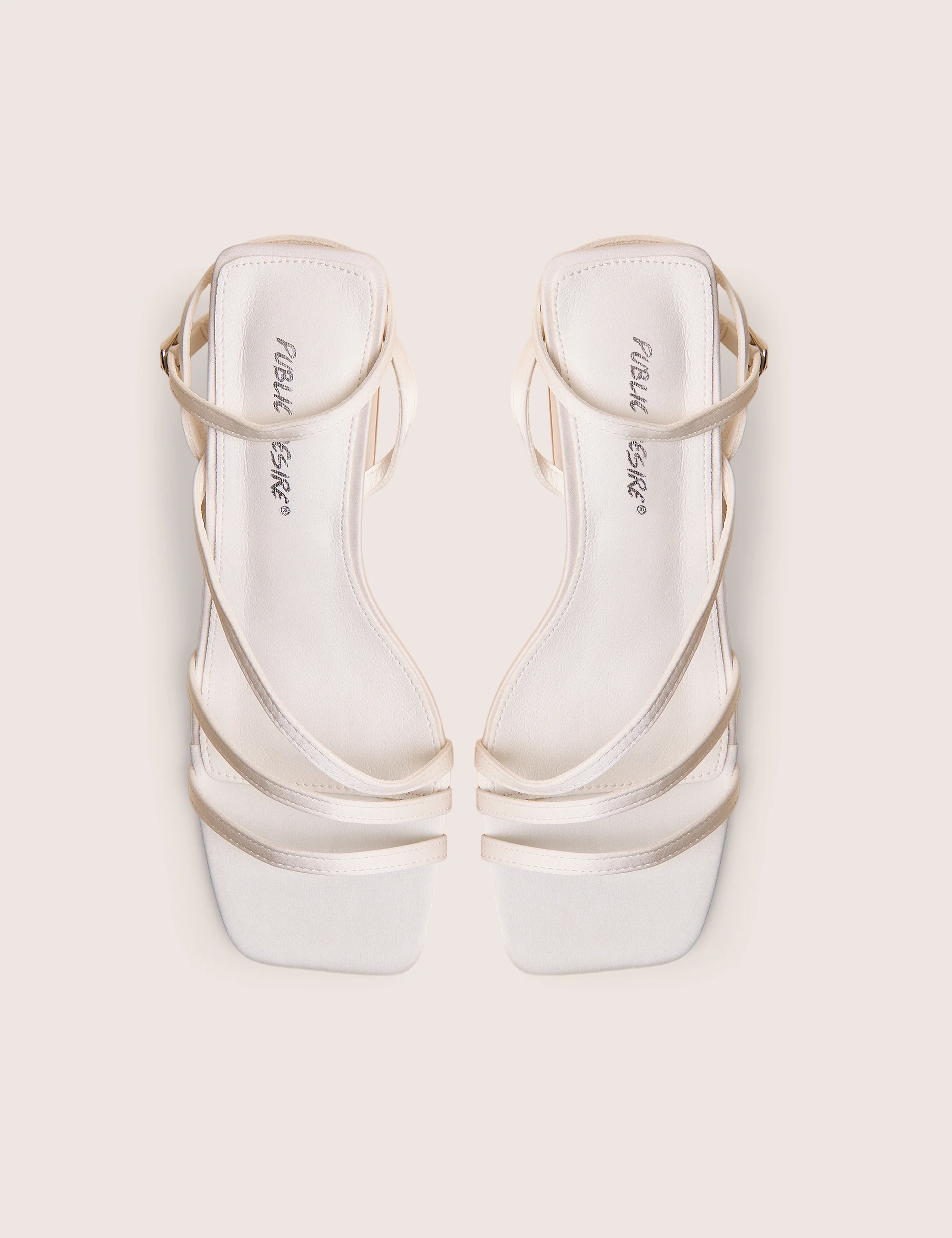 Robin White Strappy Square Toe Mid Block Heels - Image 2