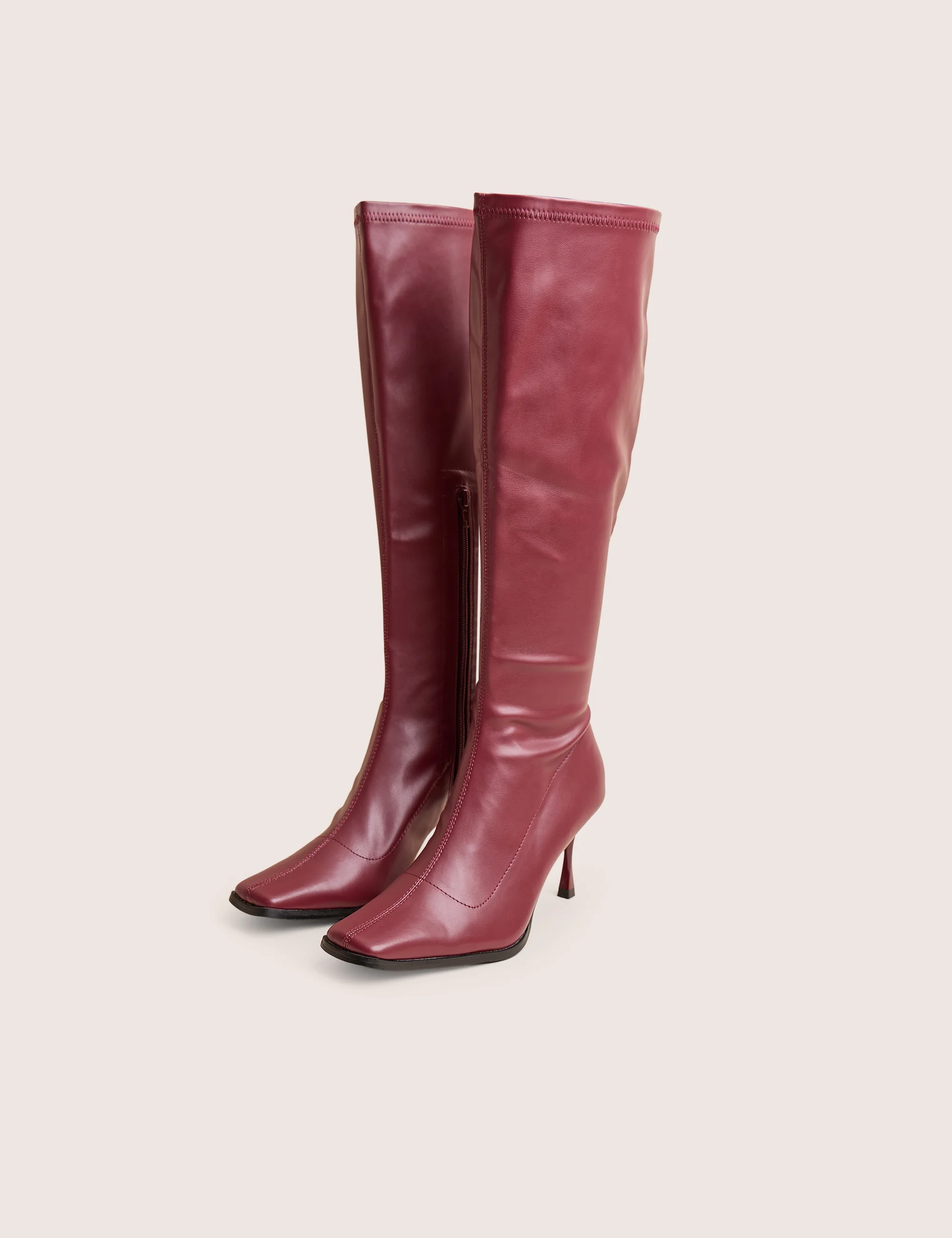 Scorpion Burgundy Mid Heel Sock Knee High Boots - Image 2