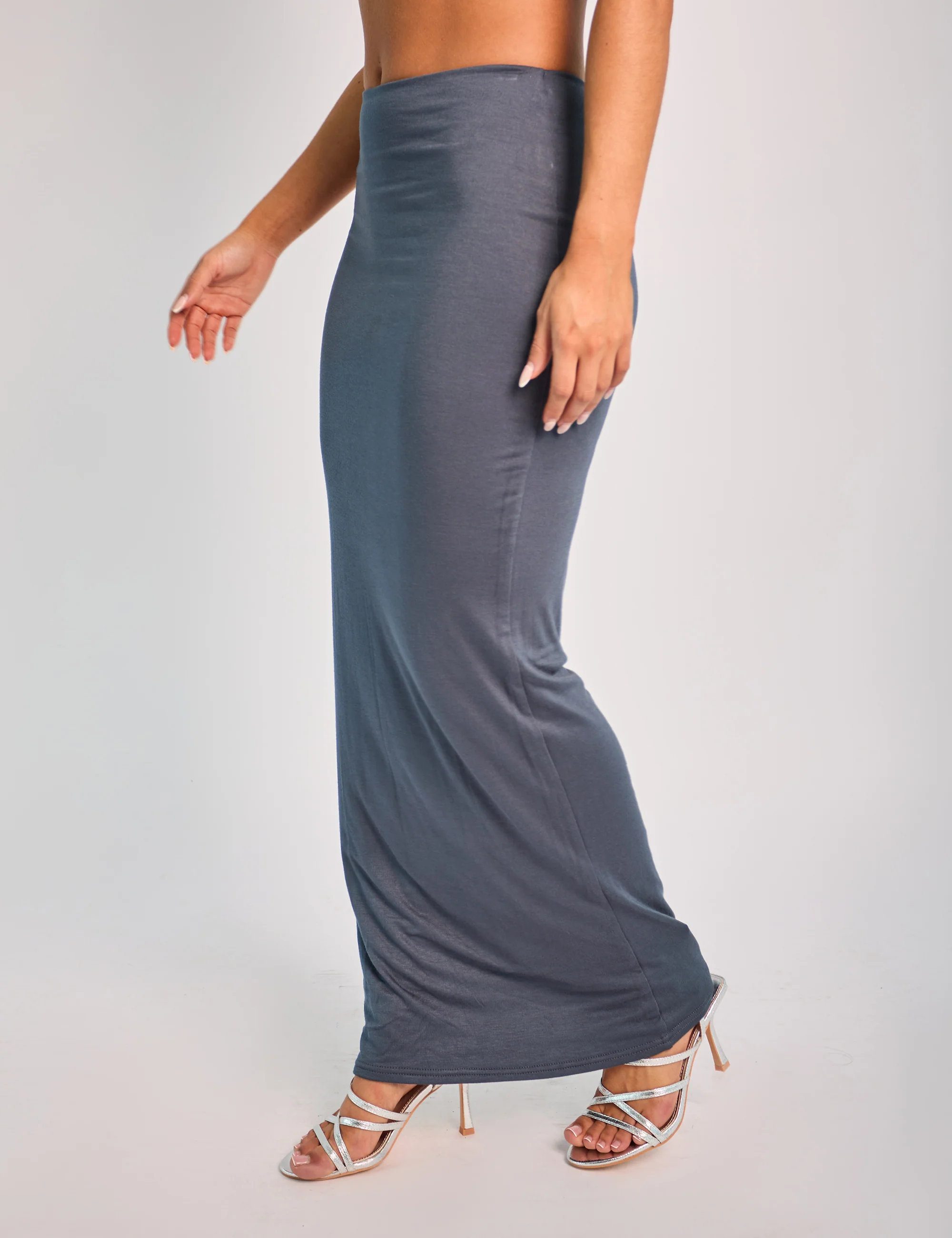 Soft Touch Tubular Maxi Skirt Co Ord Slate - Image 2