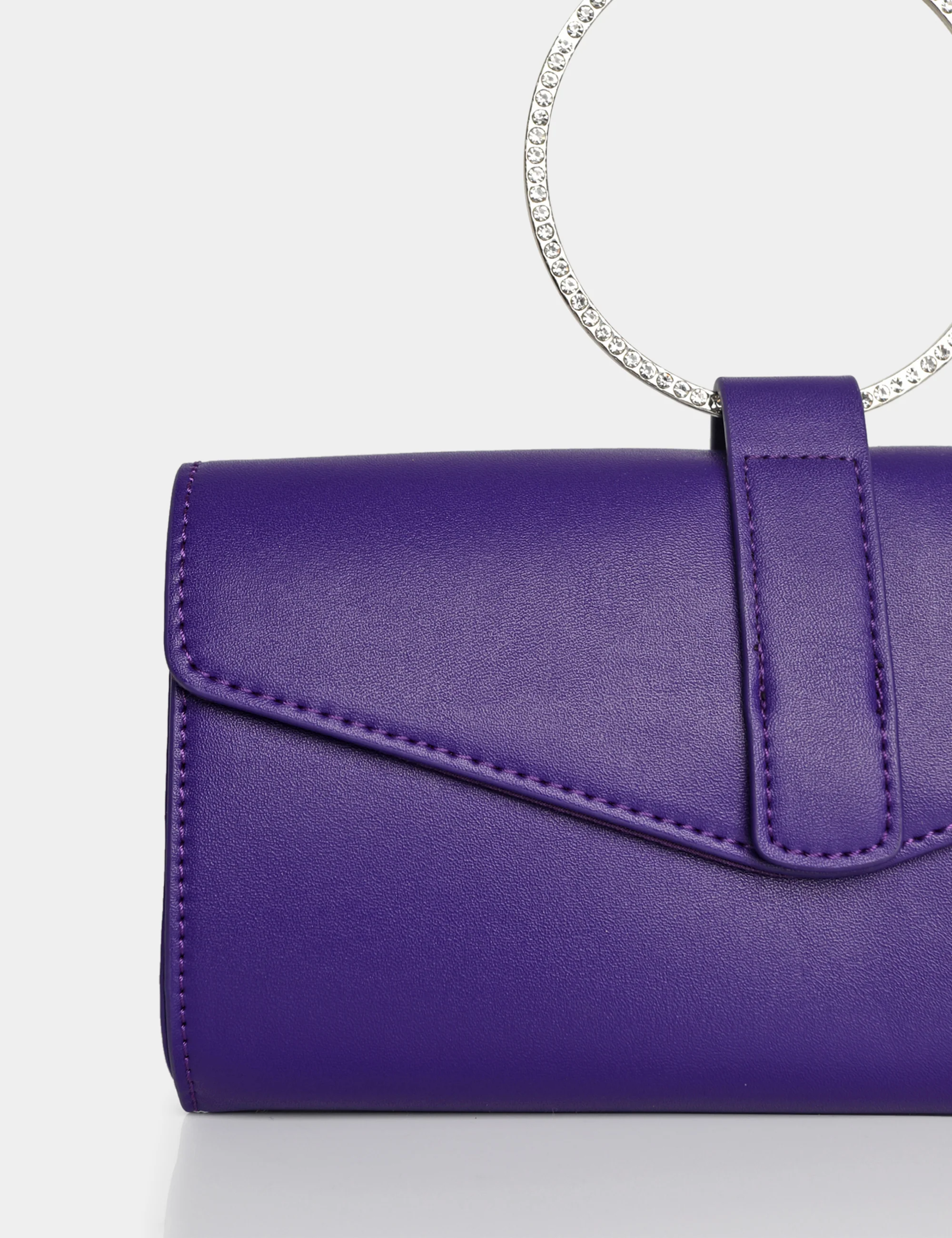 The Pammy Purple Pu Diamante Handle Envelope Clutch - Image 3